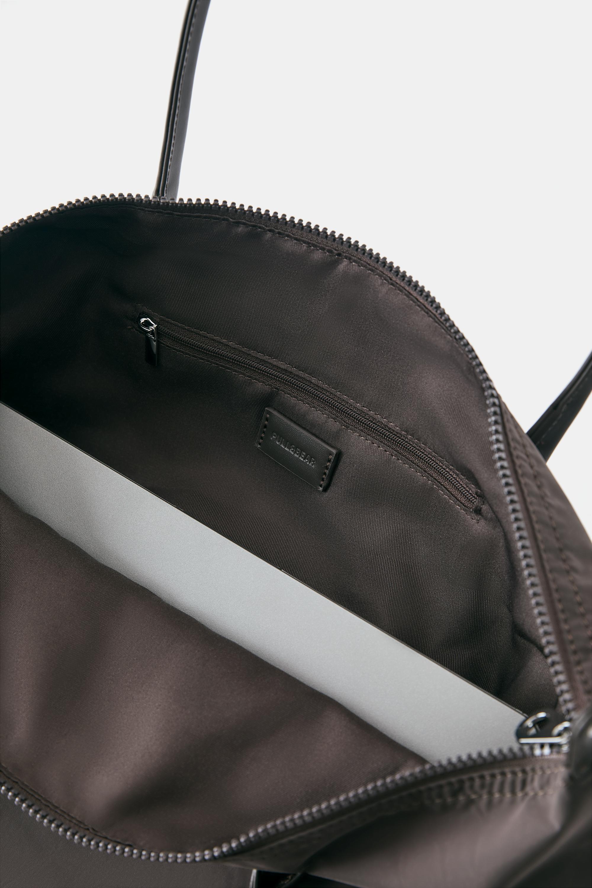 Embellished nylon tote bag — Brown