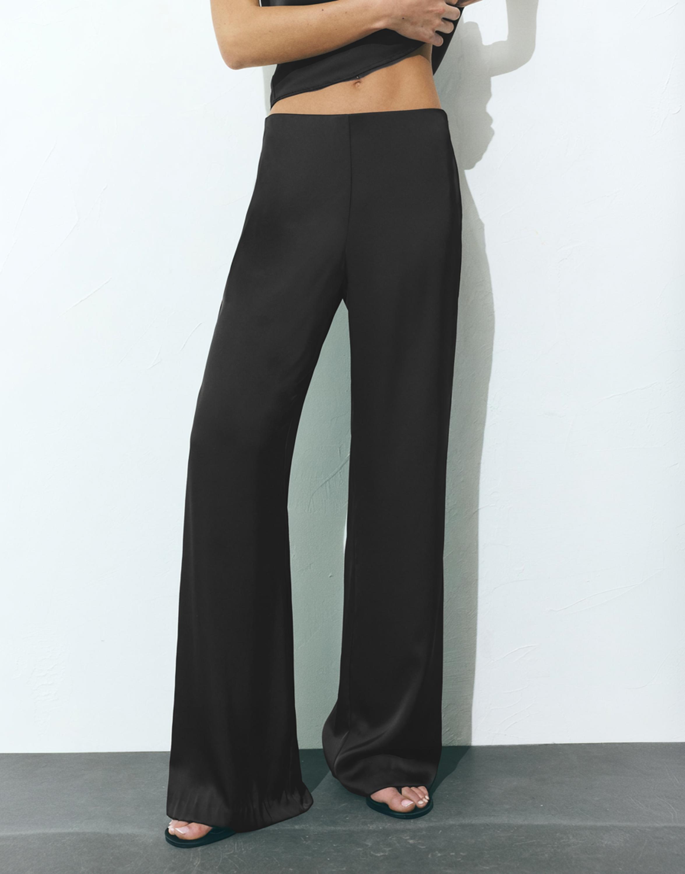 Saten yüzeyli düz kesim pantolon - Görsel 26