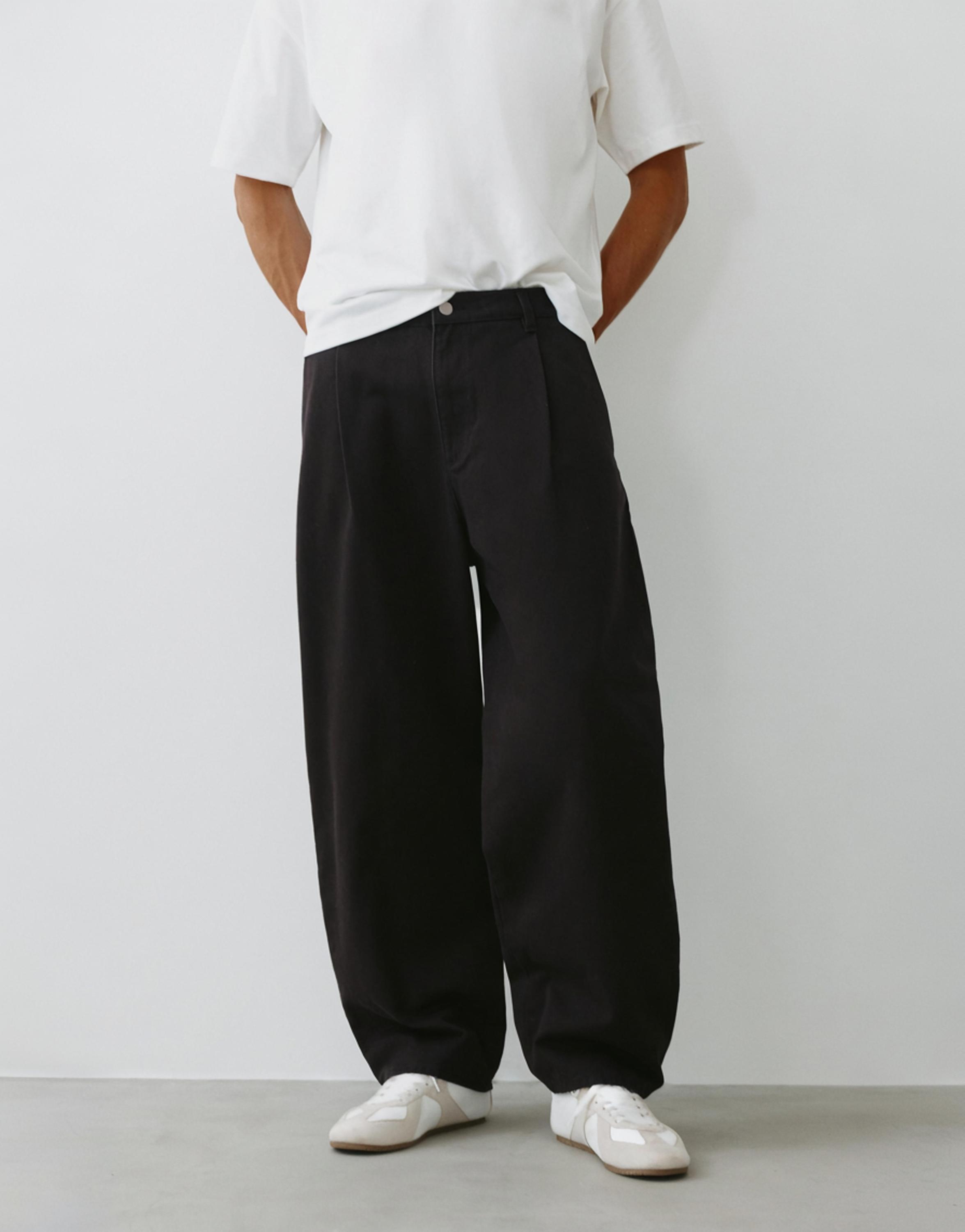 Baggy darted chinos — Black