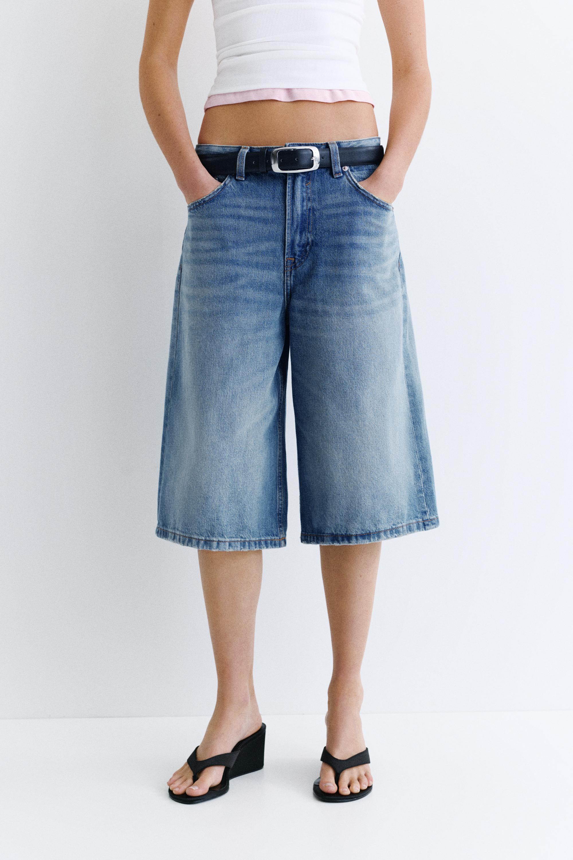 Low-rise denim jorts — Dark blue