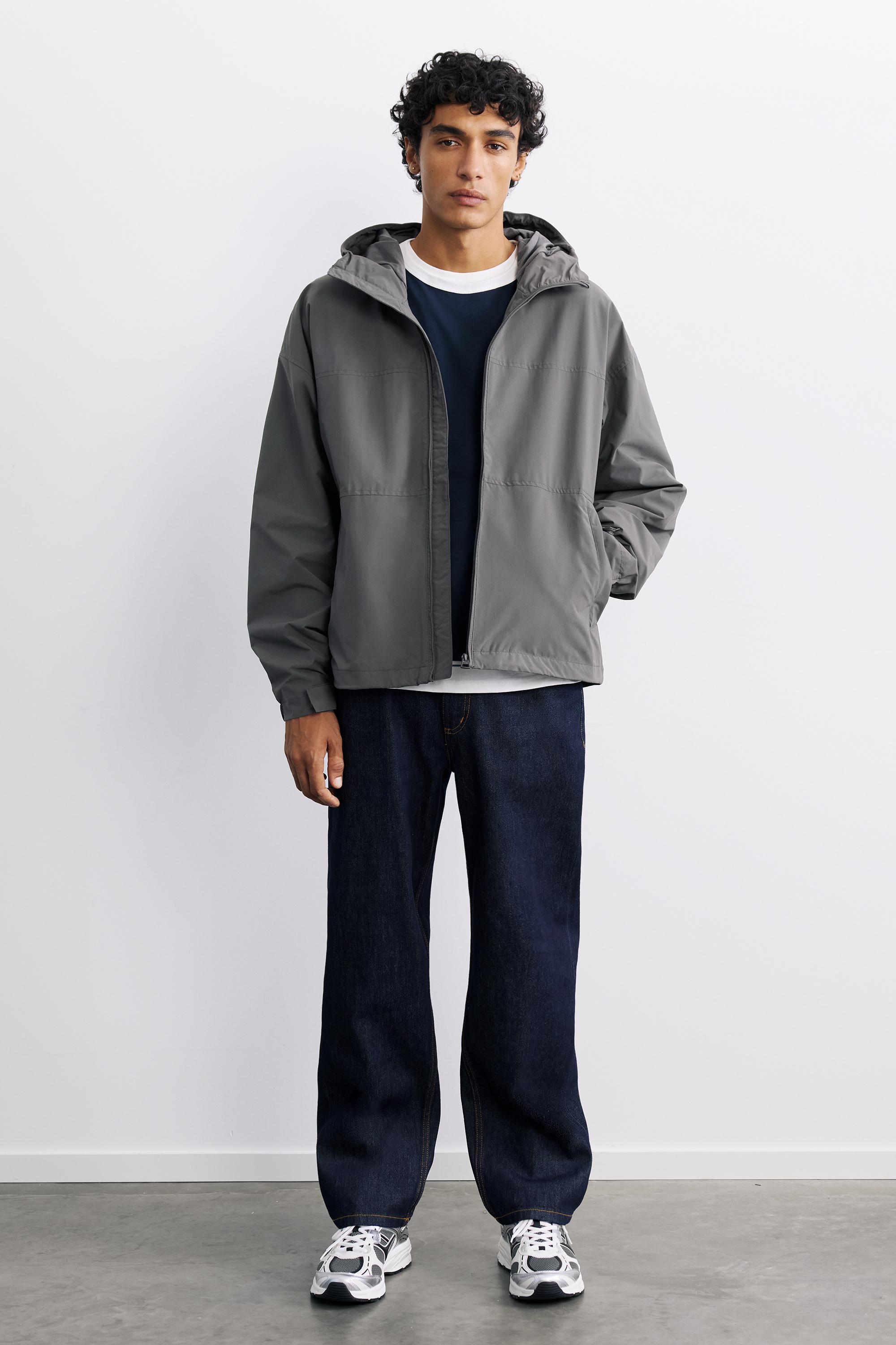 Lightweight hooded raincoat — Anthracite grey