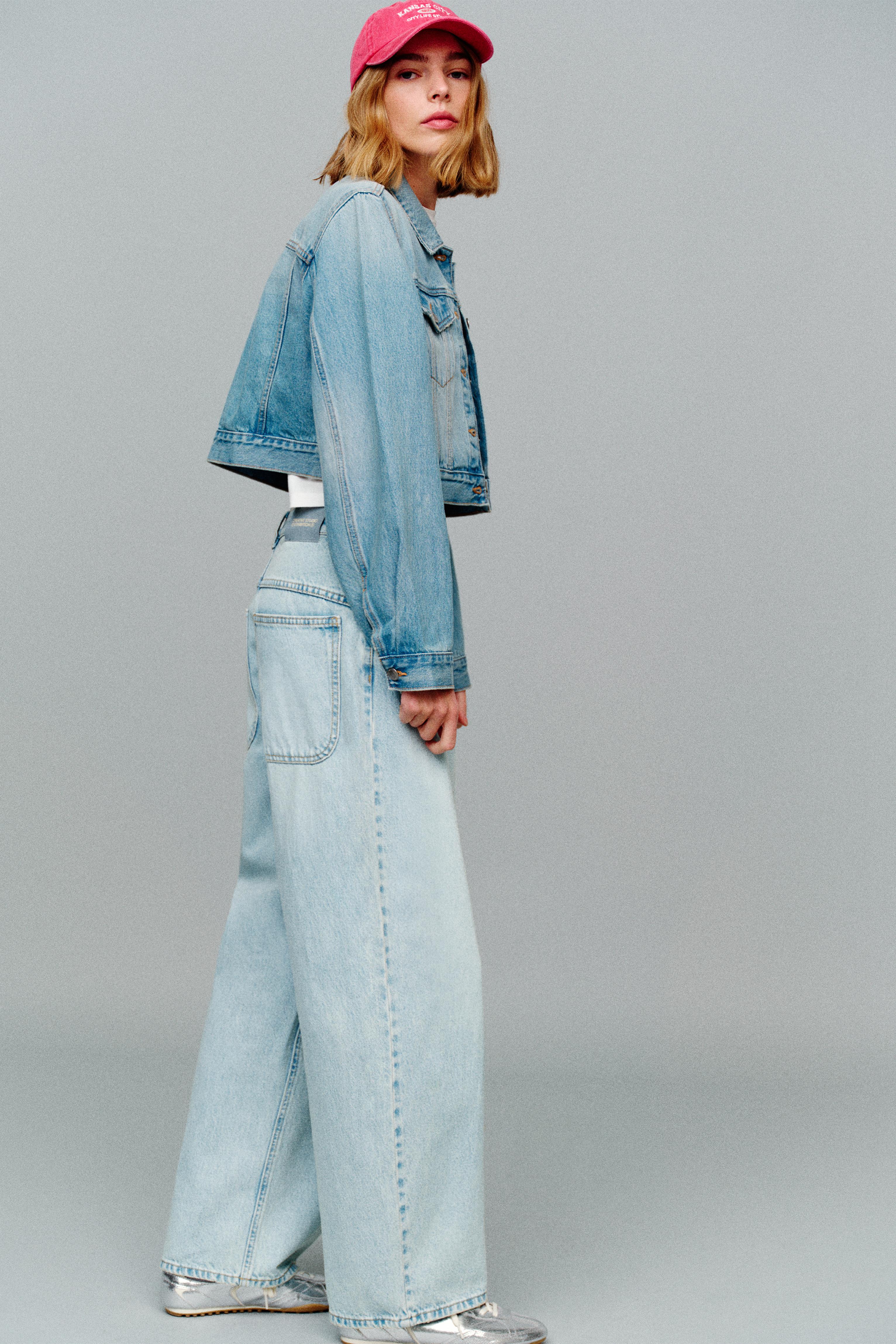 Cropped denim jacket — Pale blue