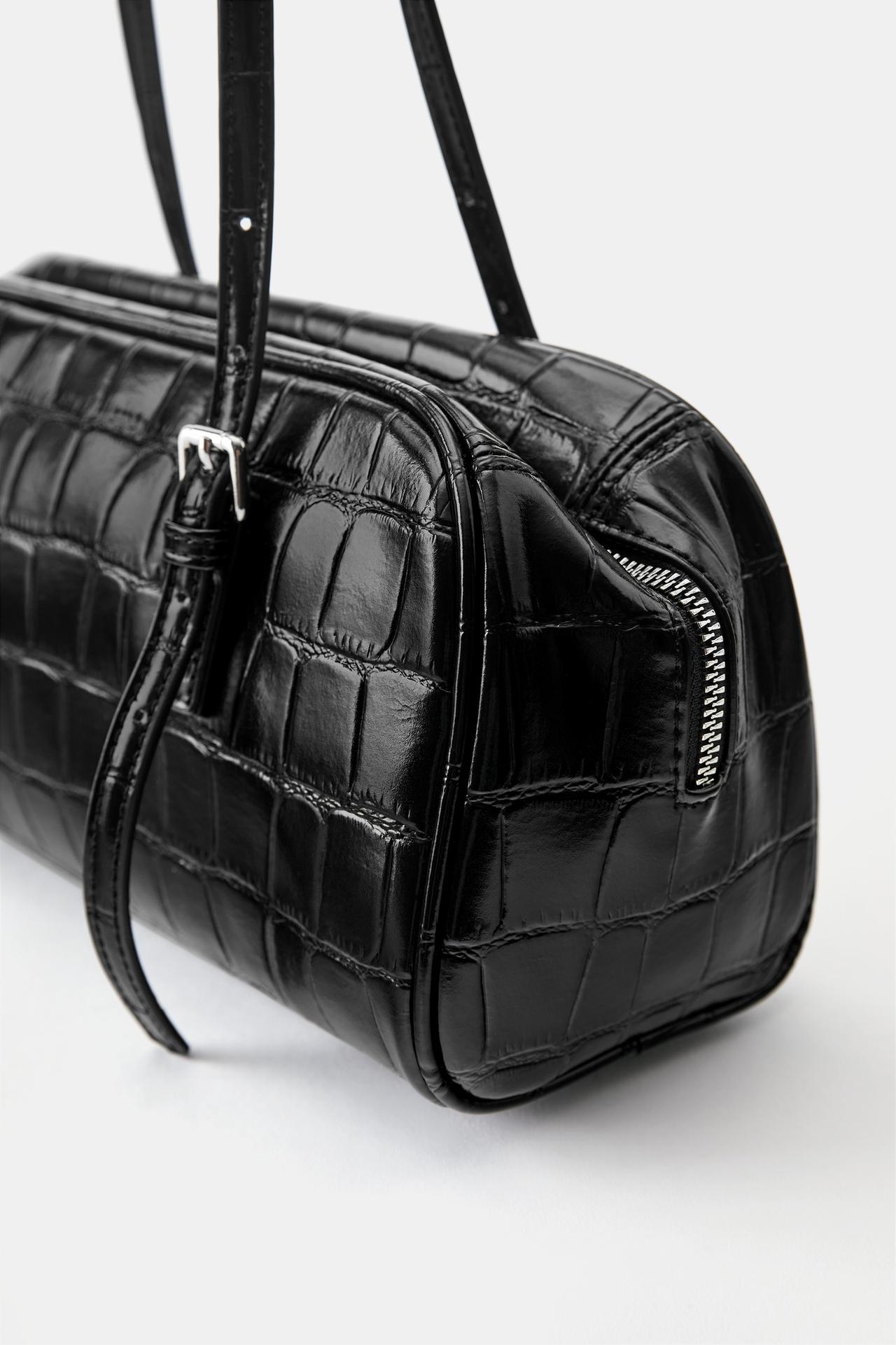 Textured shoulder bag — Black