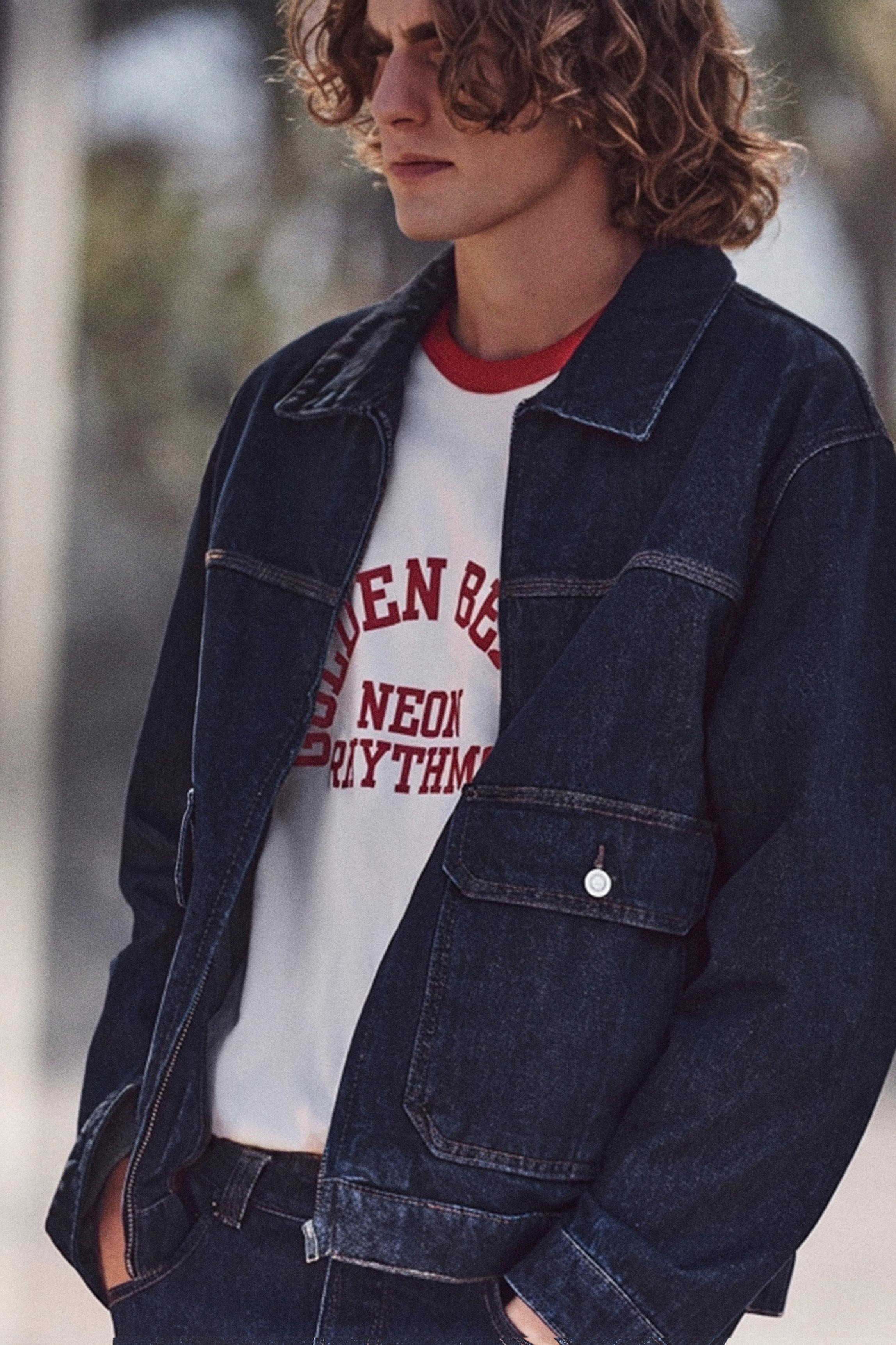 Multi-pocket denim jacket — Navy