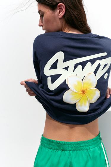 Oversize floral graphic T-shirt — Navy 2