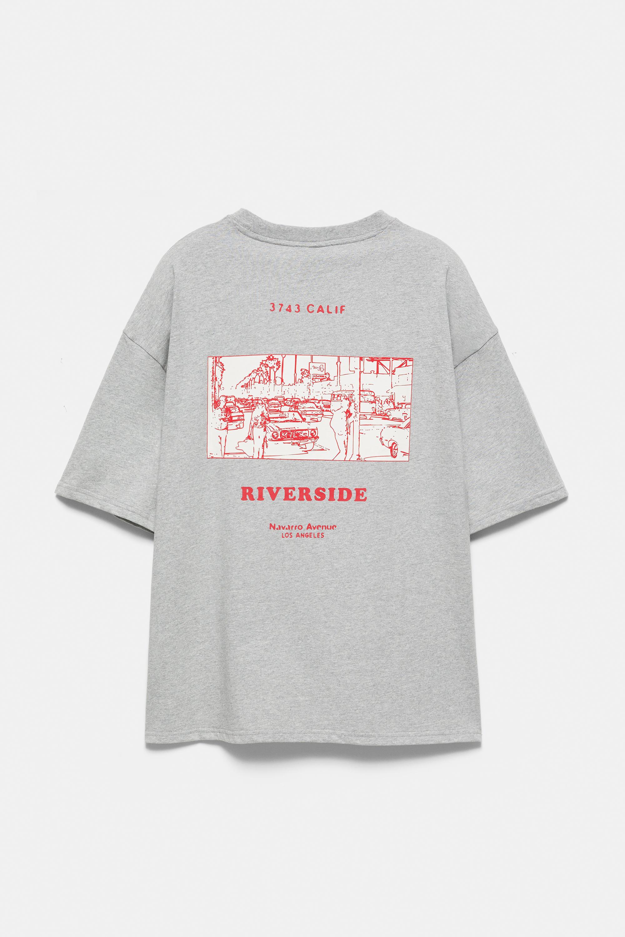 Relaxed fit T-shirt with raised graphic — Grey marl
