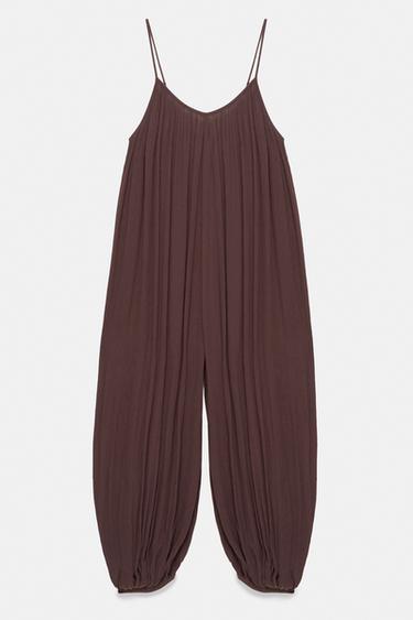 Flowing strappy sarouel jumpsuit — Brown 6