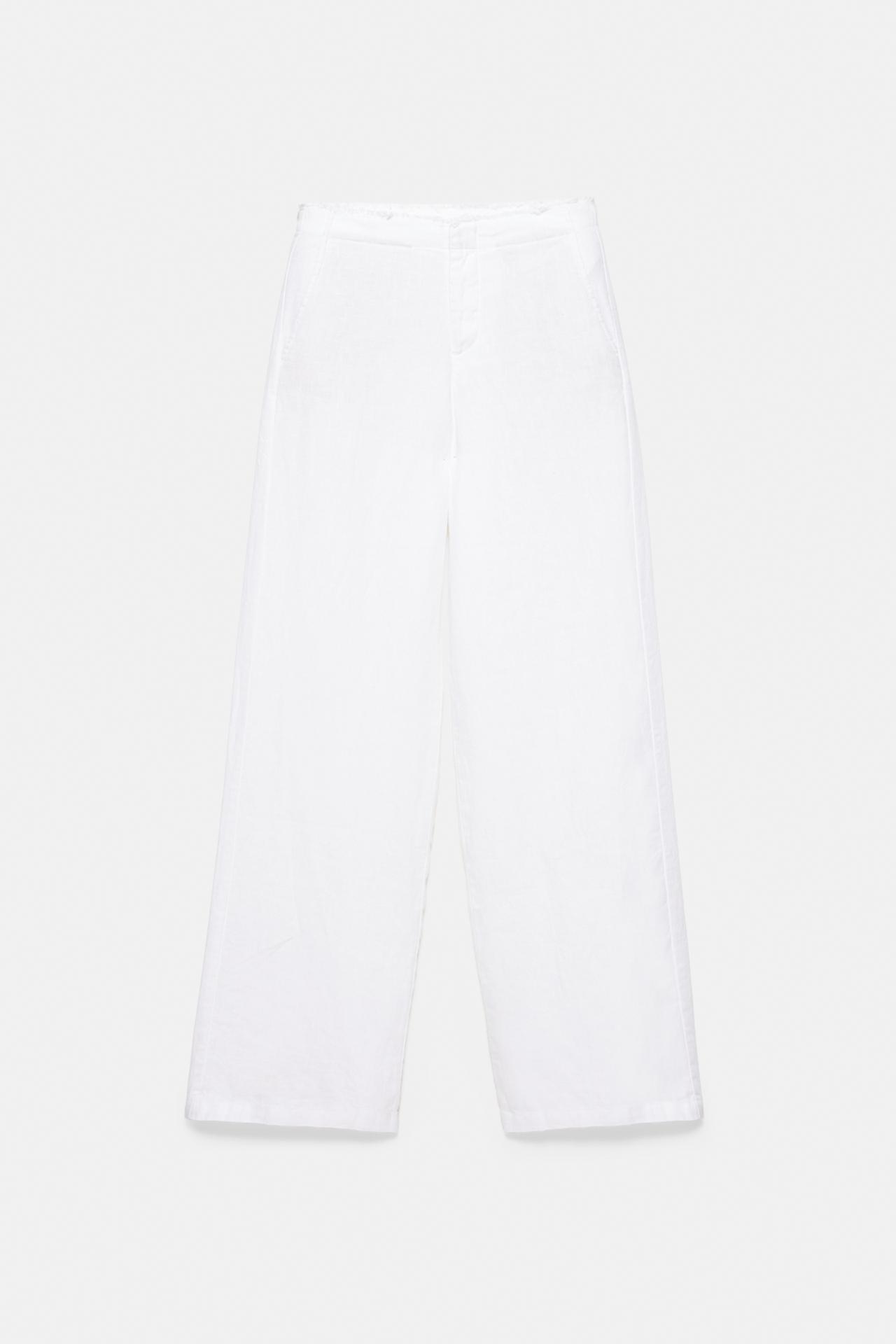 100% linen trousers — White