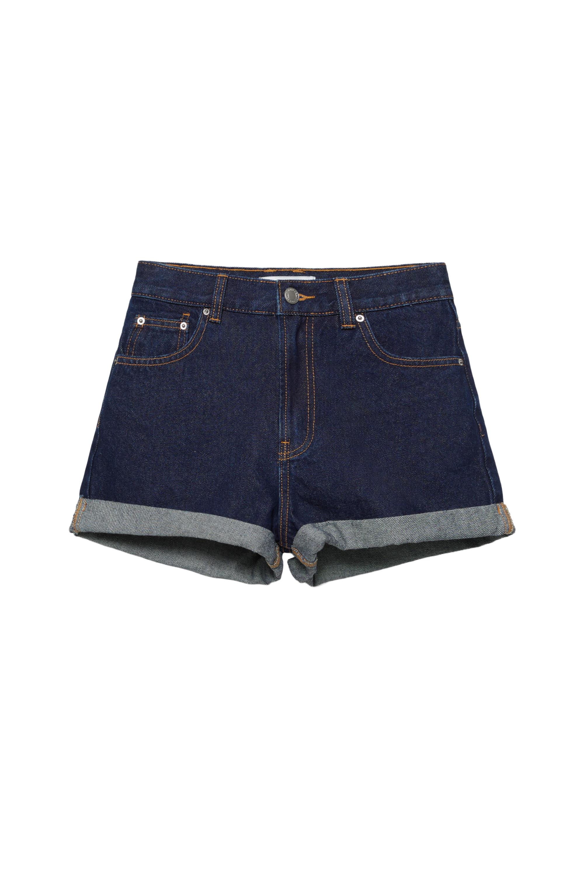 Mom fit paçası kıvrık denim şort - Görsel 5
