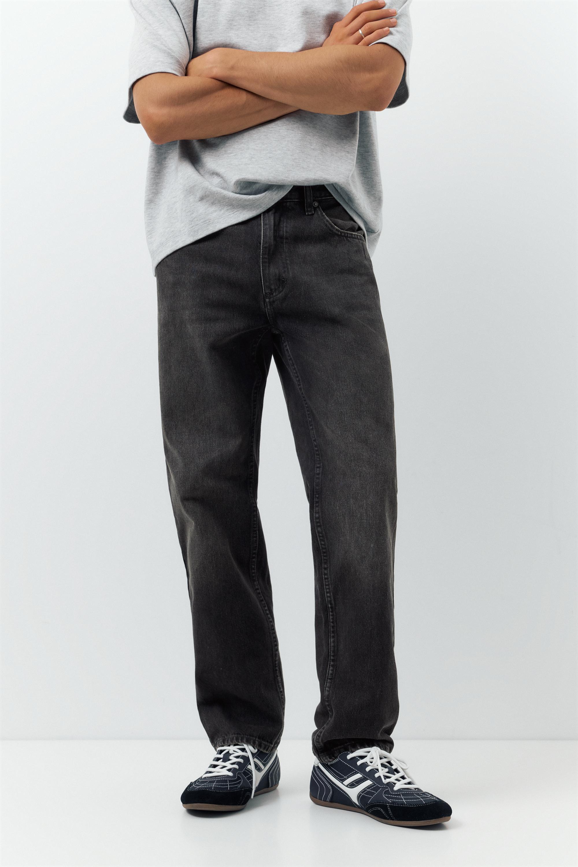 Straight-leg jeans — Faded black