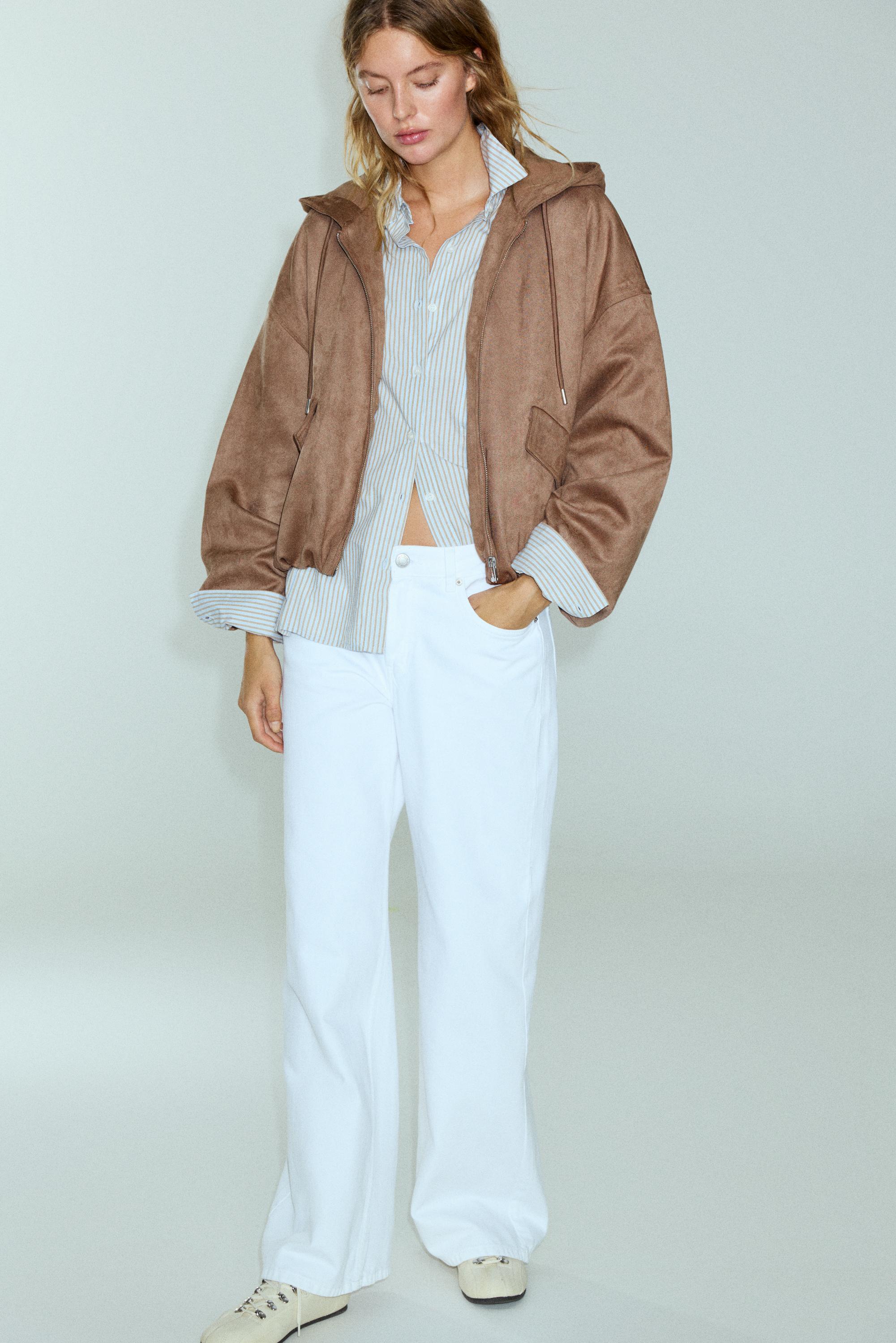 Pull&Bear Kapüşonlu suni süet bomber ceket görsel 8