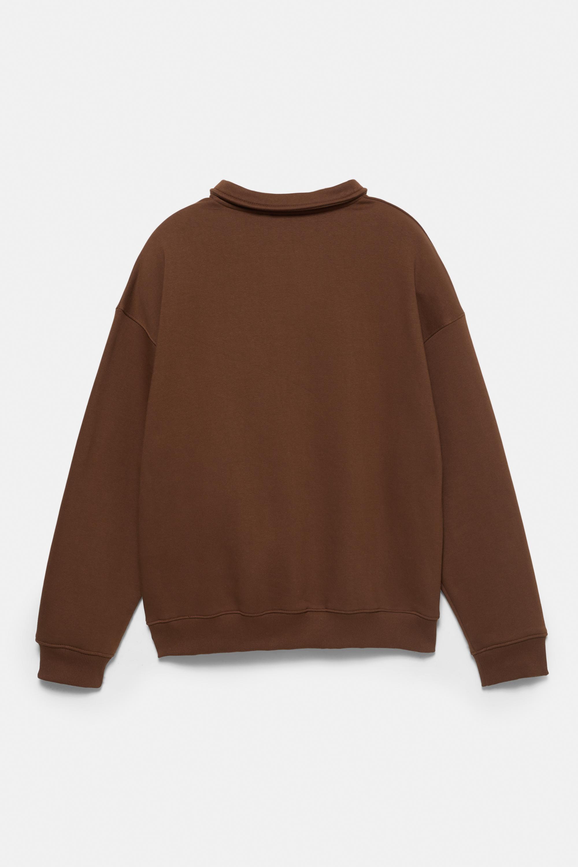 Grafik baskılı polo yaka sweatshirt - Görsel 2