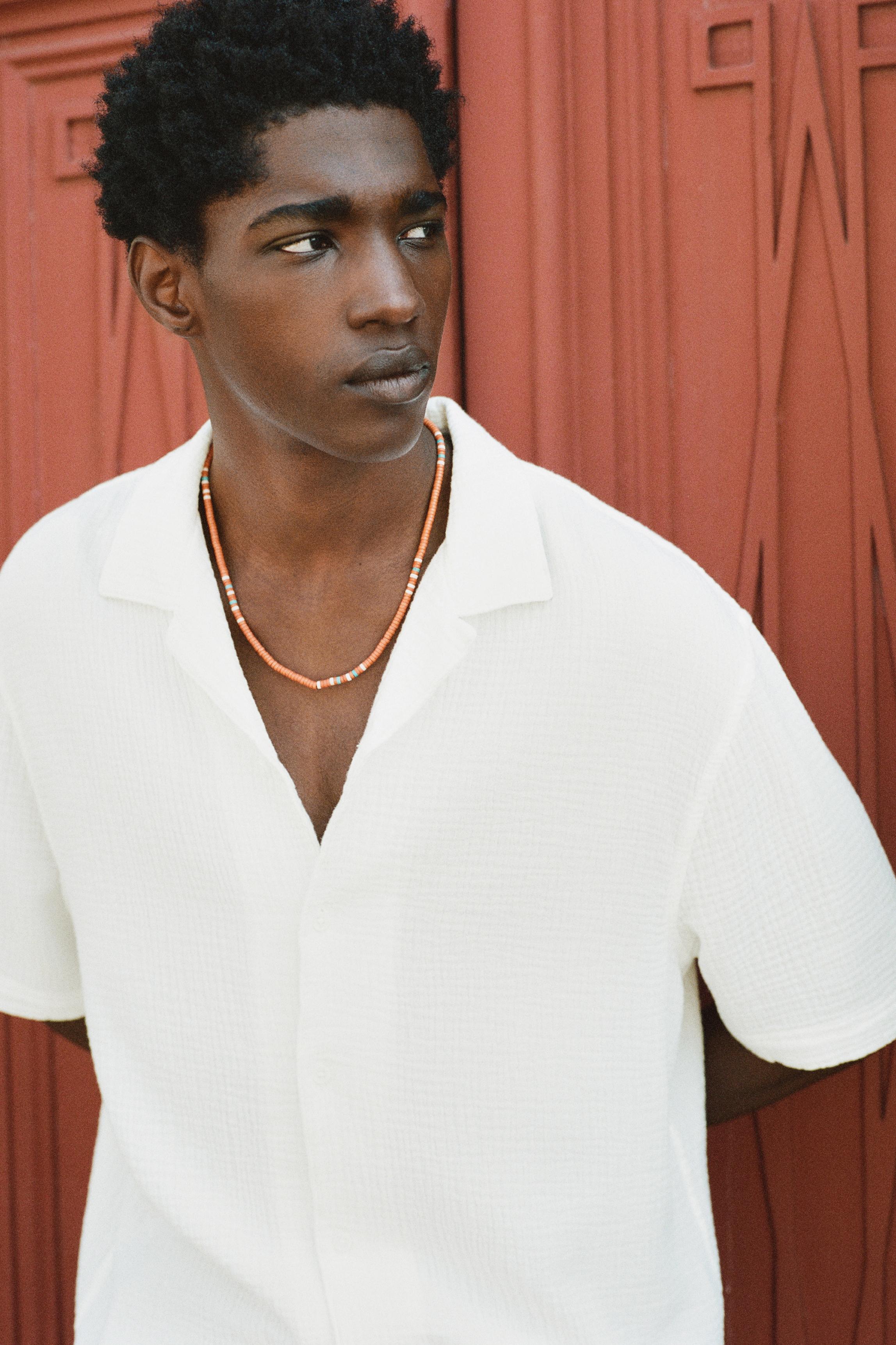 Short sleeve crepe shirt — White