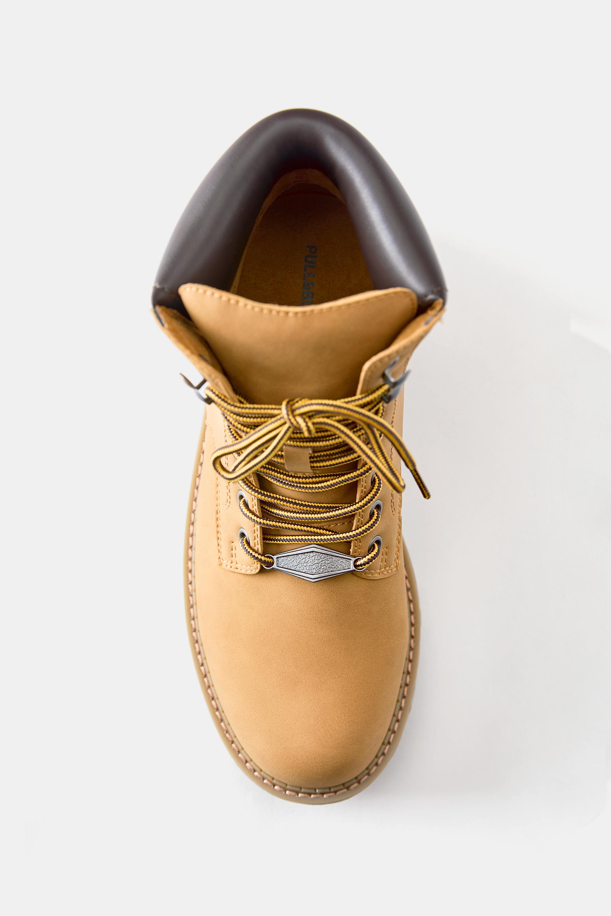 Lace-up boots with detail — Mustard