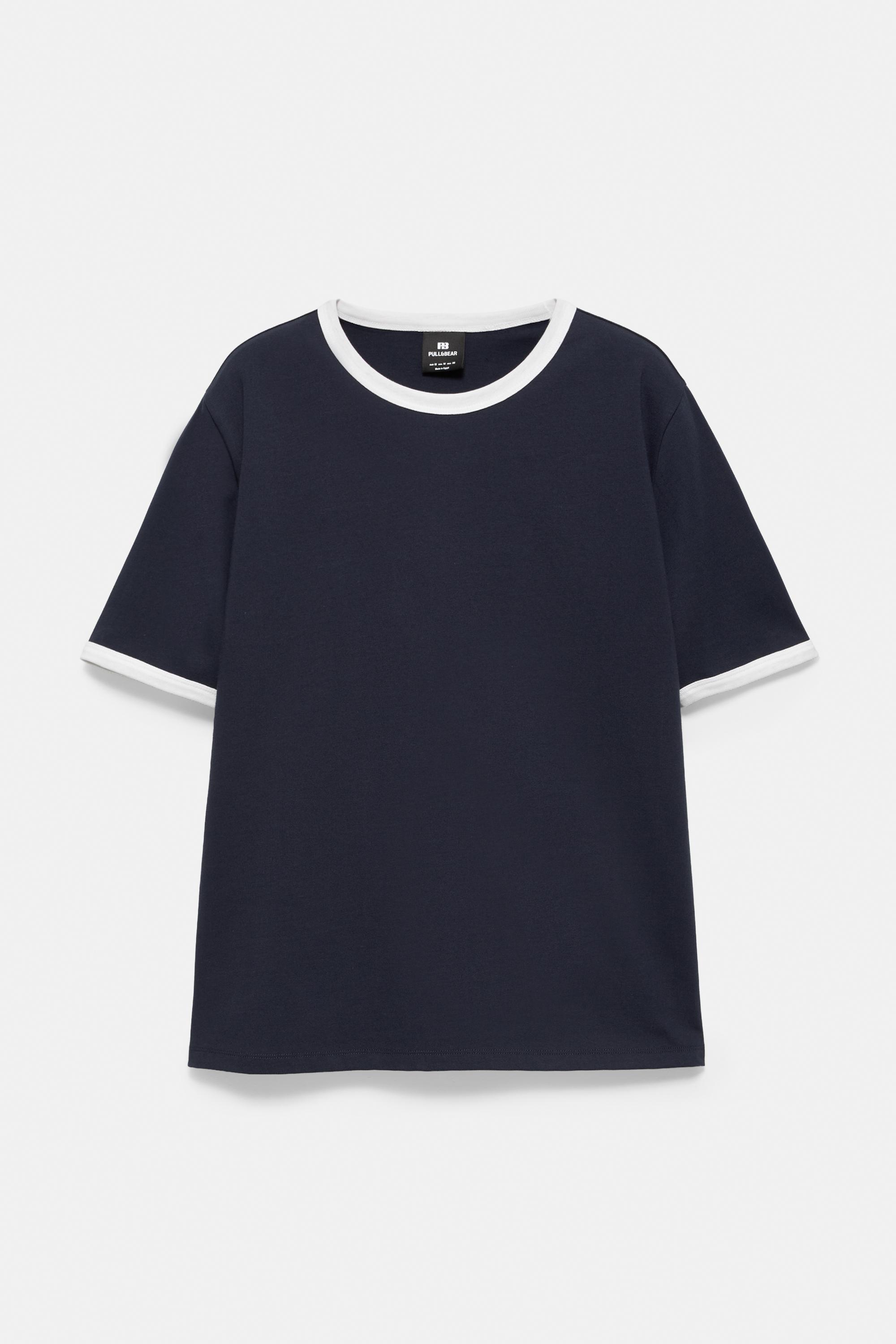Contrast trim T-shirt — Navy