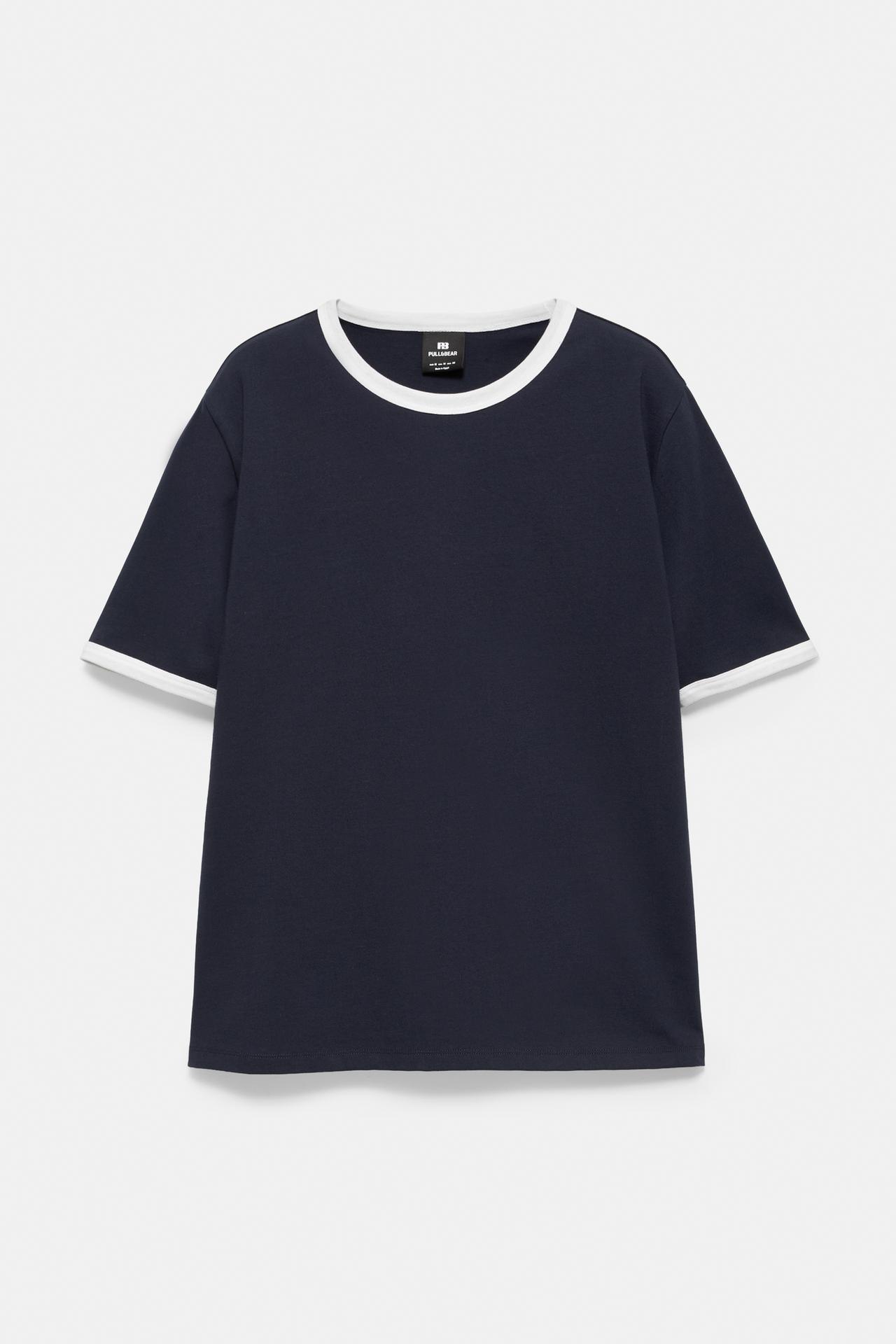 Contrast trim T-shirt — Navy