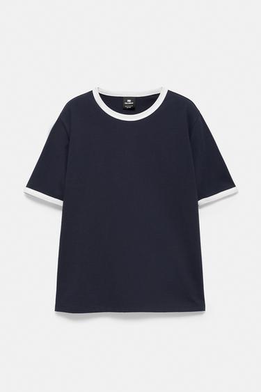 Contrast trim T-shirt — Navy 5