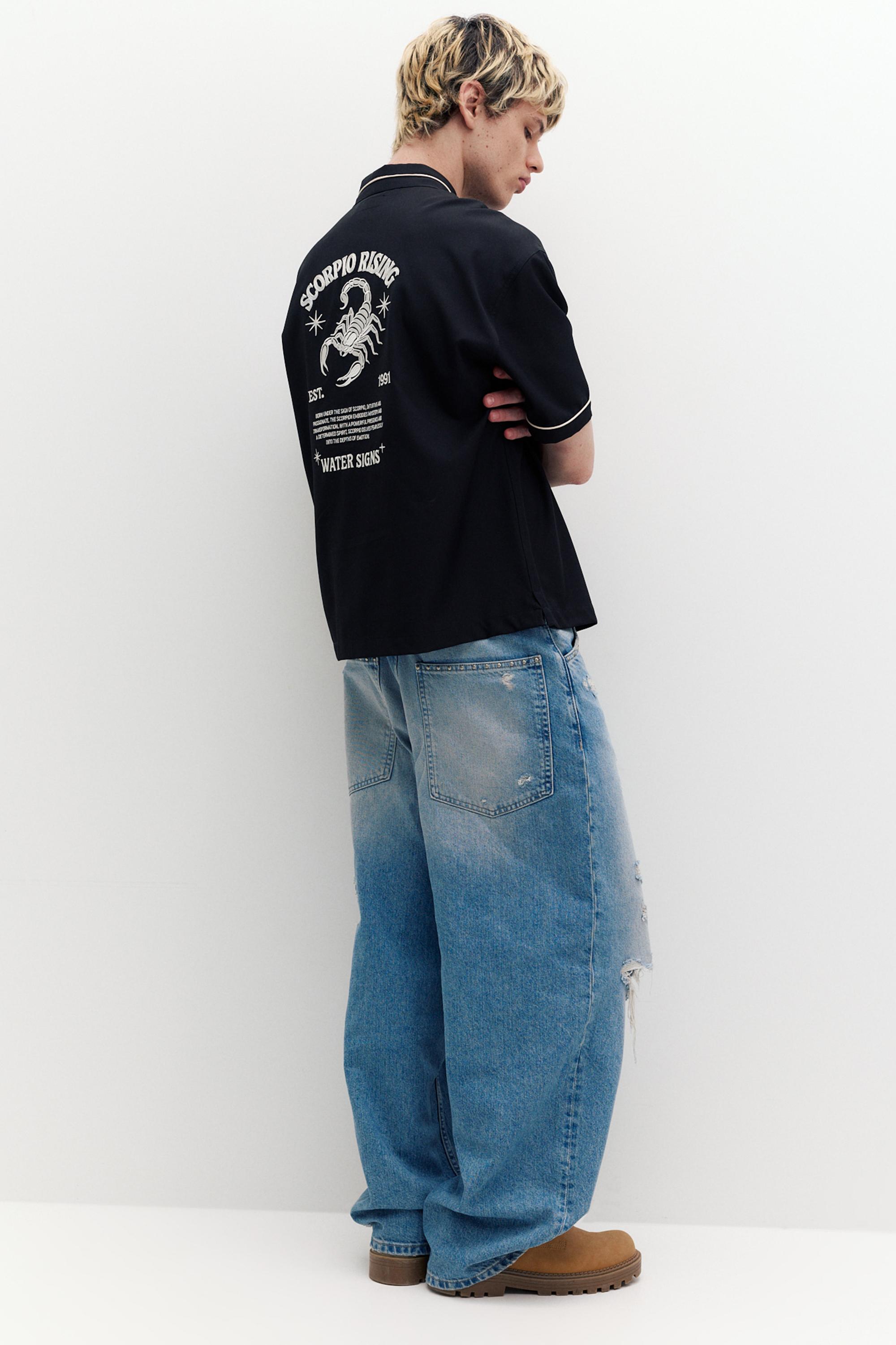 Kısa kollu nakışlı gömlek - Görsel 16