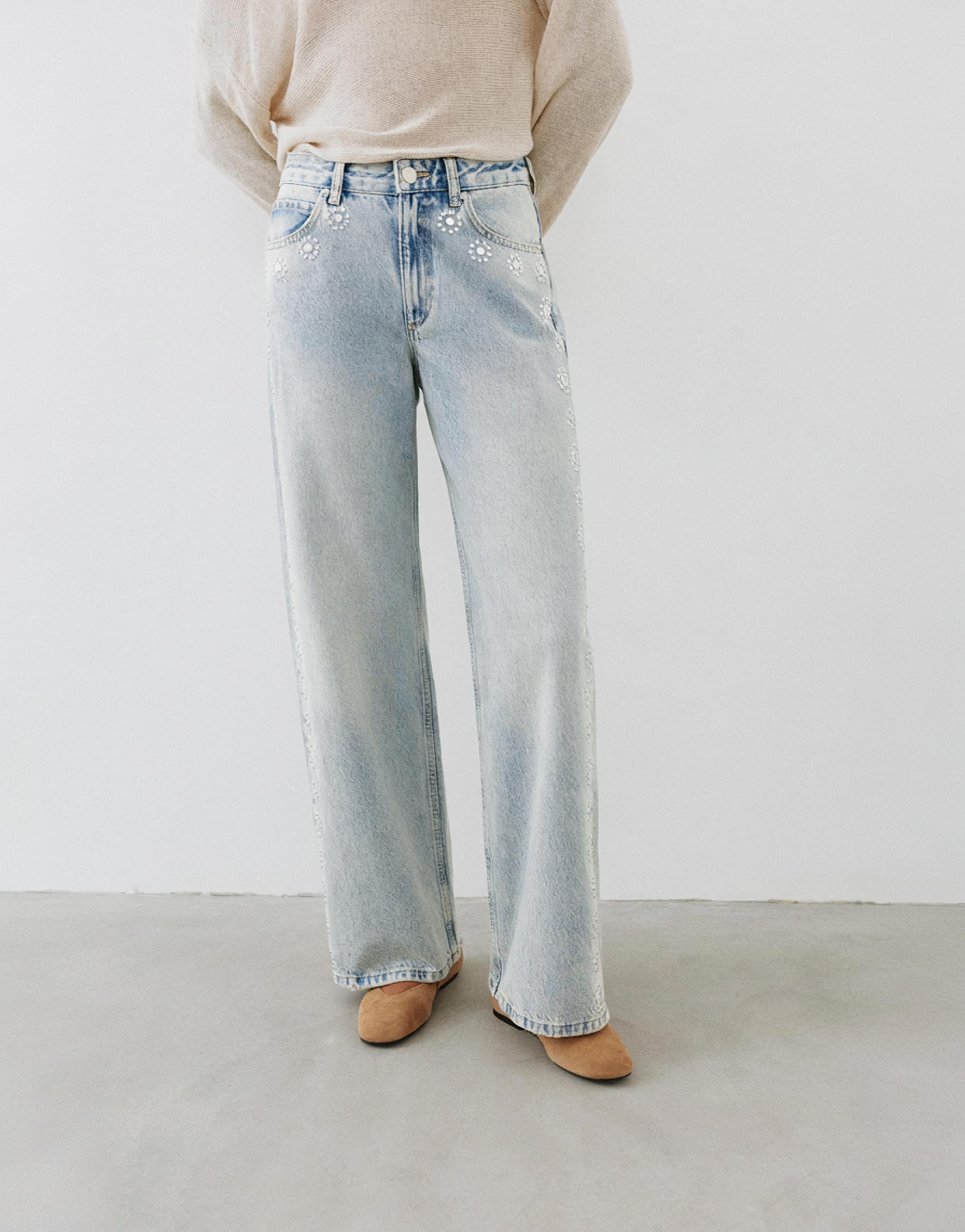 Studded baggy jeans — Pale blue