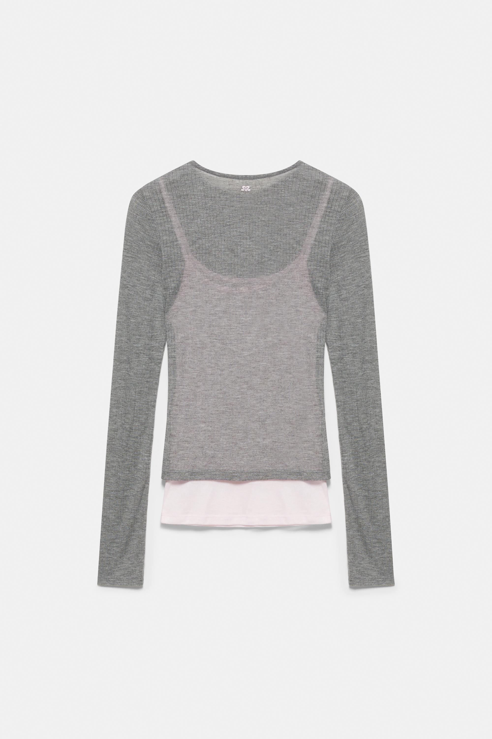 Fine triple-layer T-shirt — Grey marl