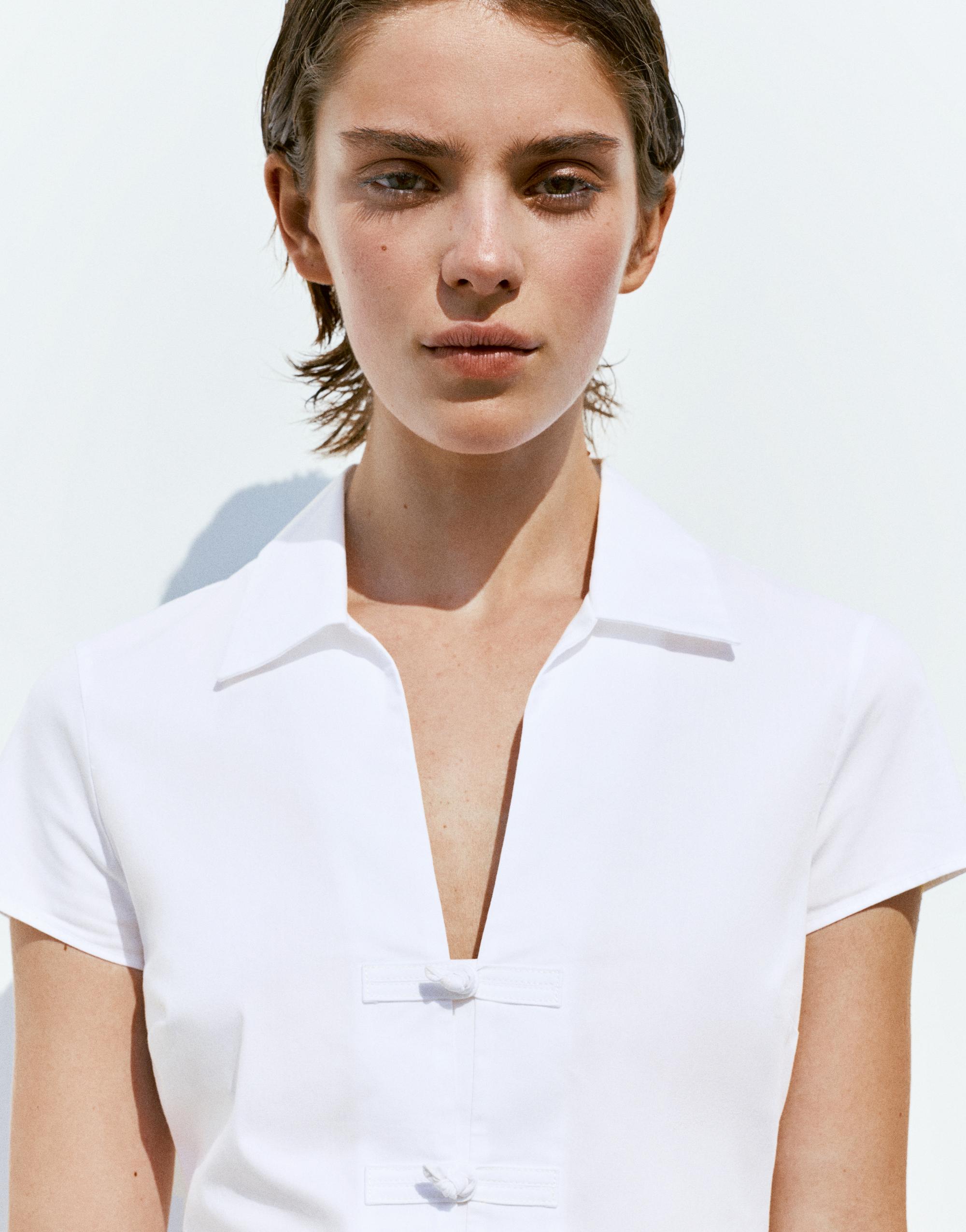 Vücuda oturan kısa kollu gömlek - Görsel 6