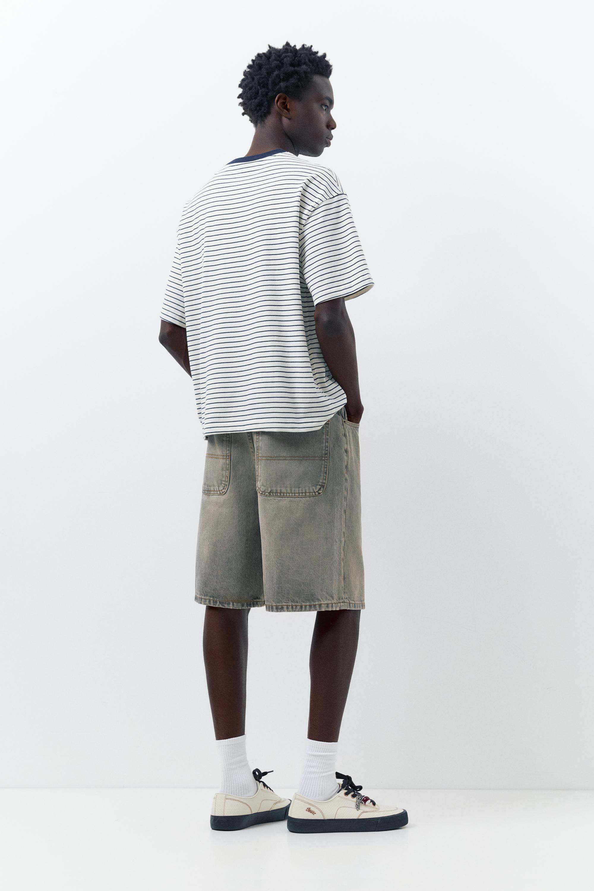 Baggy relaxed fit denim bermuda - Görsel 43