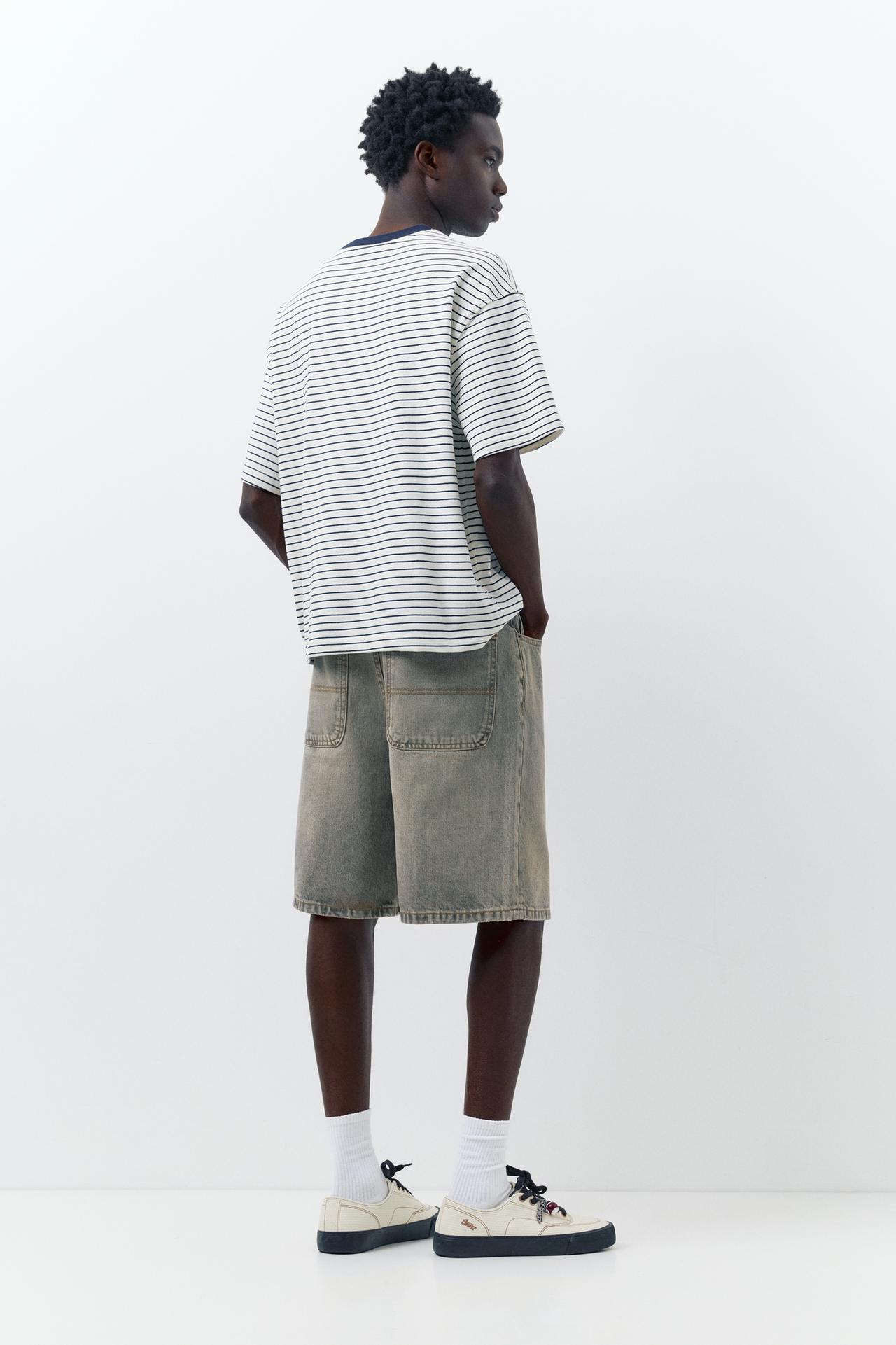 Baggy relaxed fit denim Bermuda shorts — Dark grey