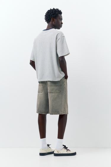 Baggy relaxed fit denim Bermuda shorts — Dark grey 3