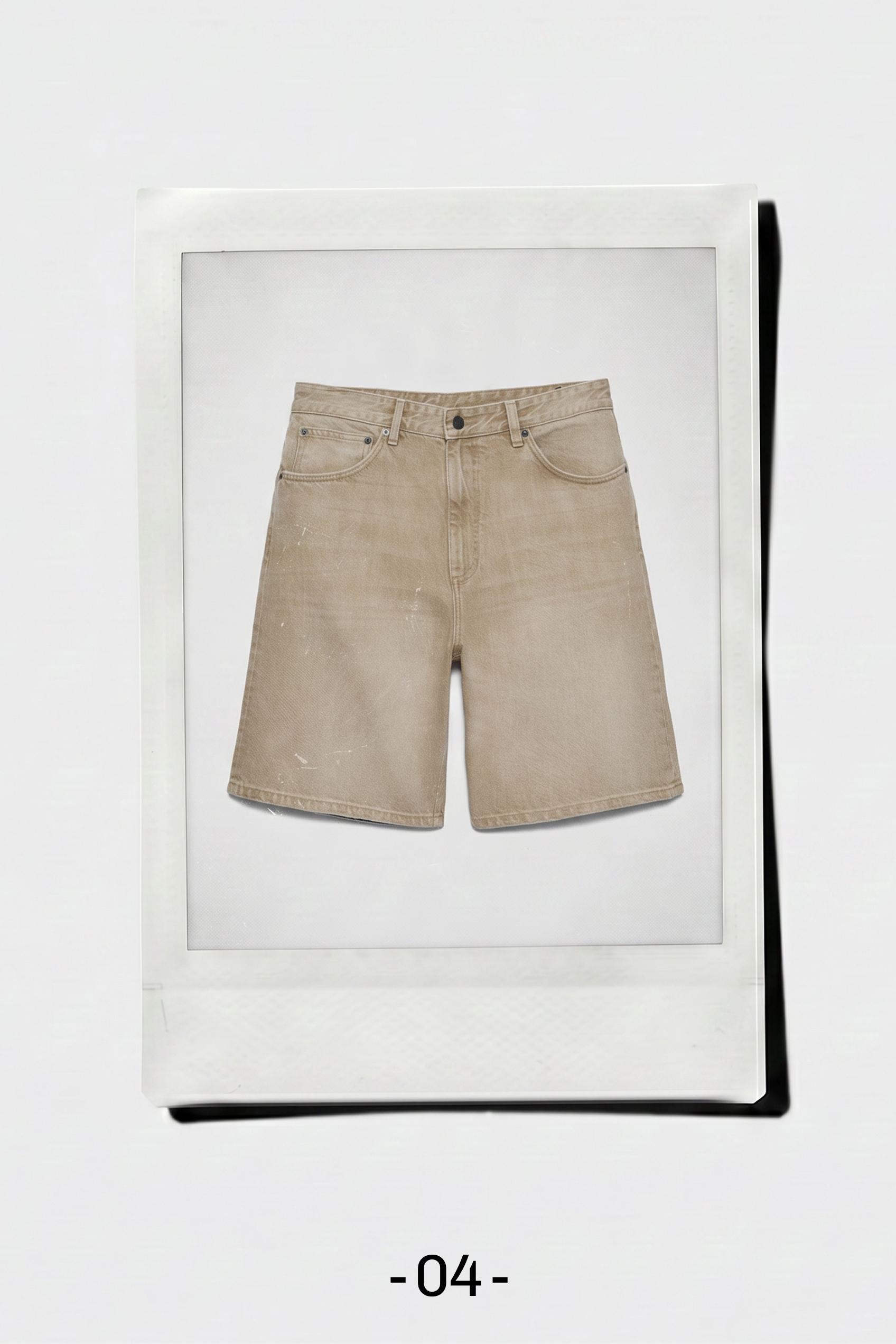 Baggy denim Bermuda shorts — Medium ecru