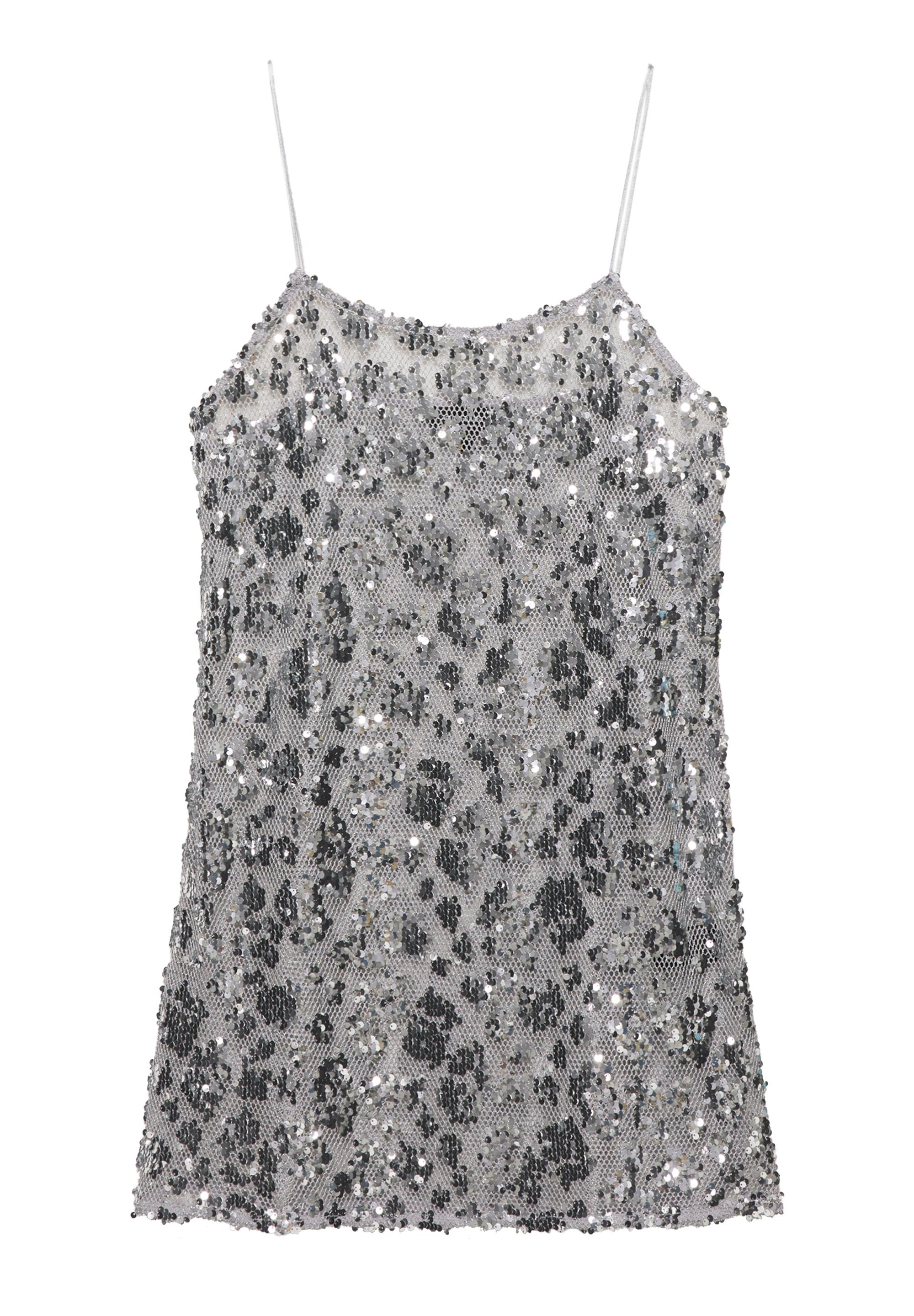 Short sequin strappy dress — Silver