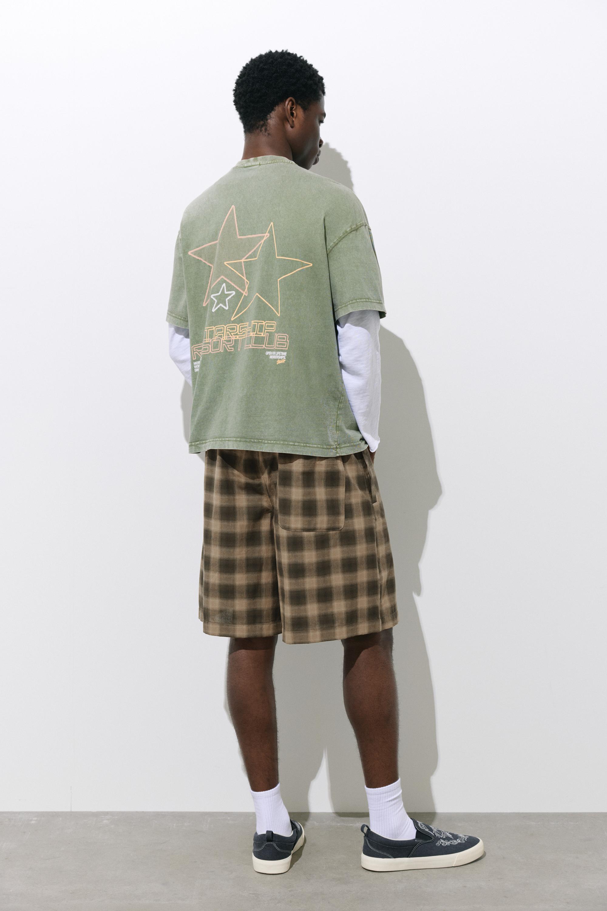 Kareli jogger bermuda şort - Görsel 12
