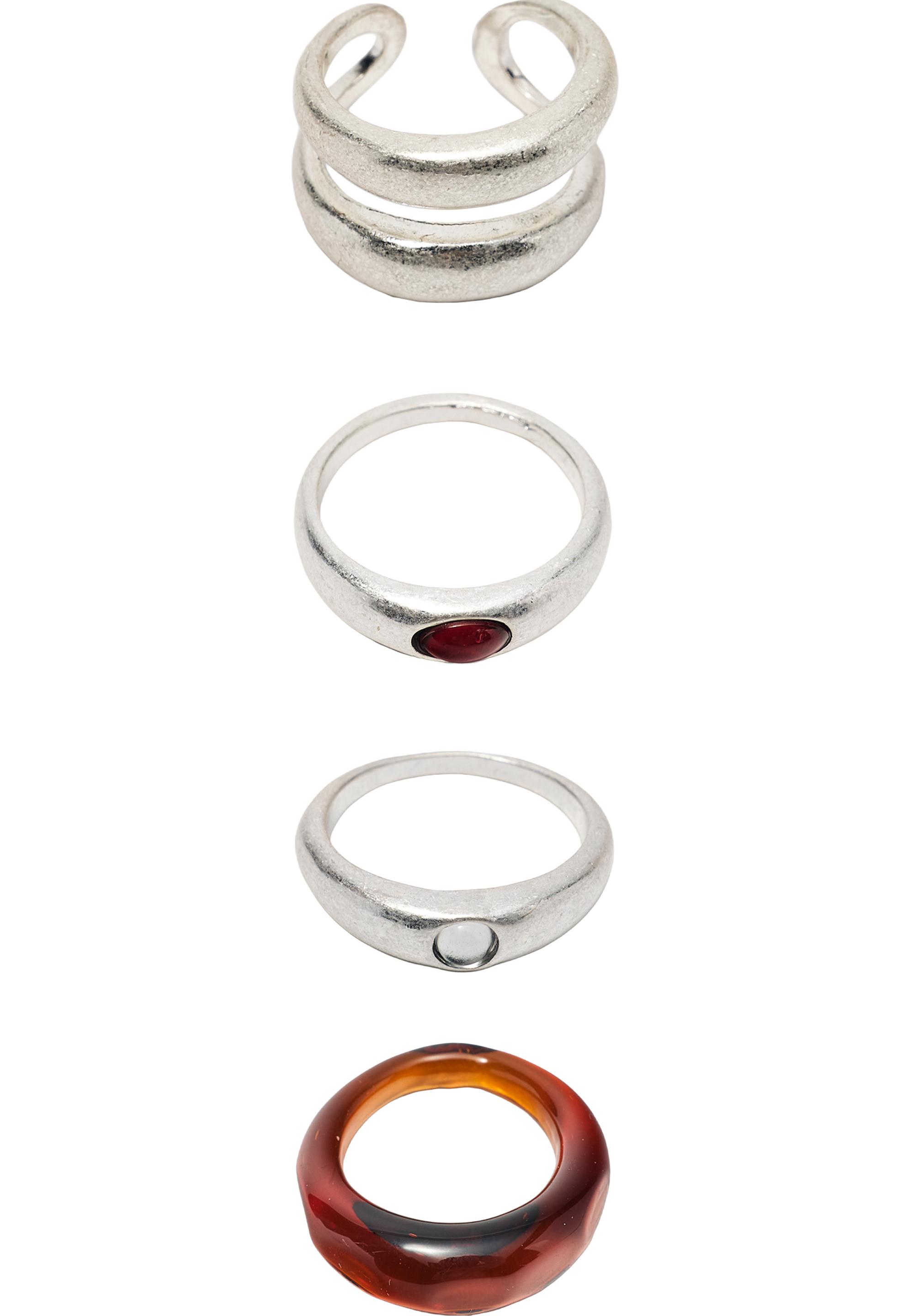 Pack of 6 mixed rings — Silver