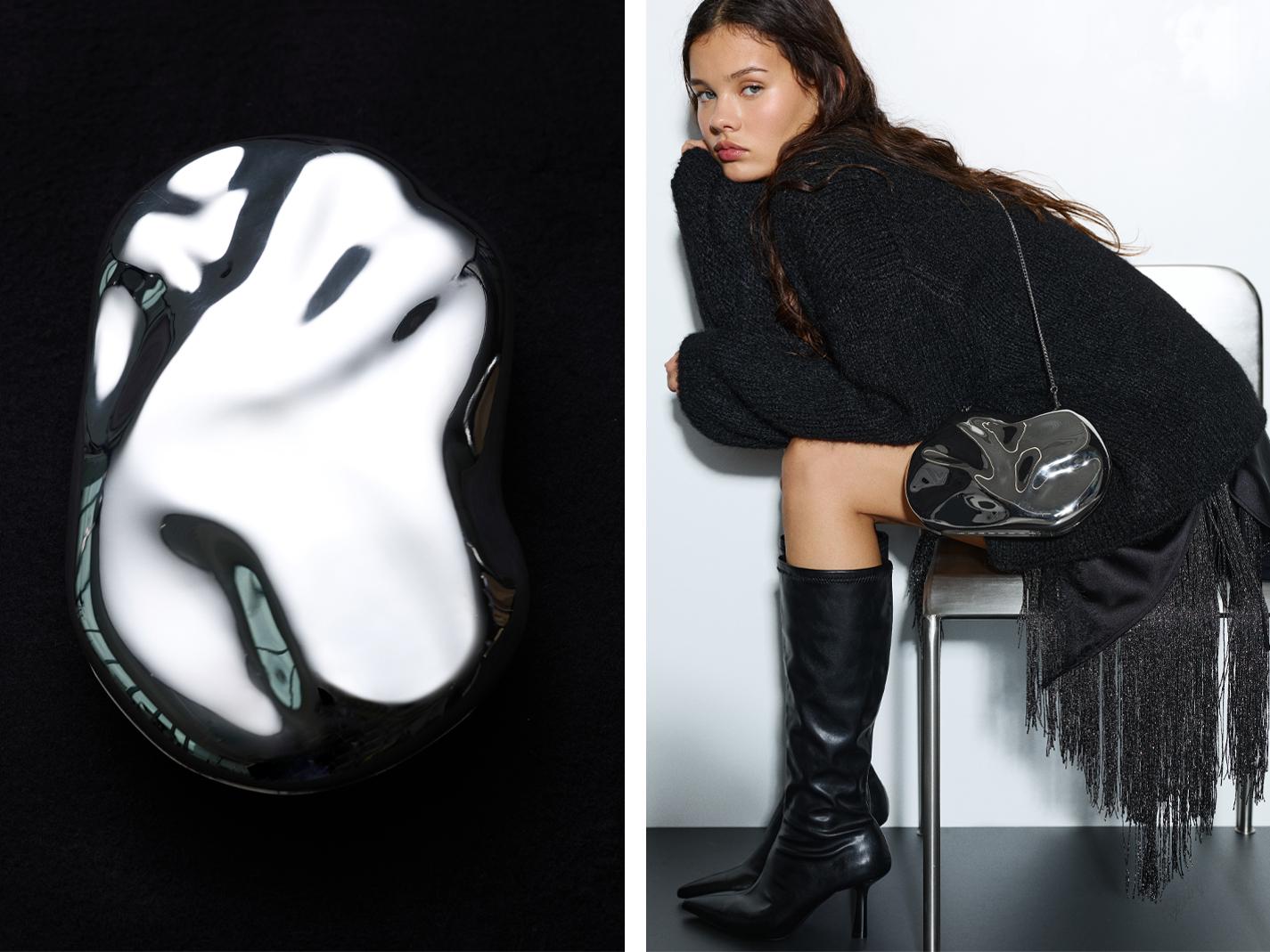 Metalik clutch çanta - Görsel 11