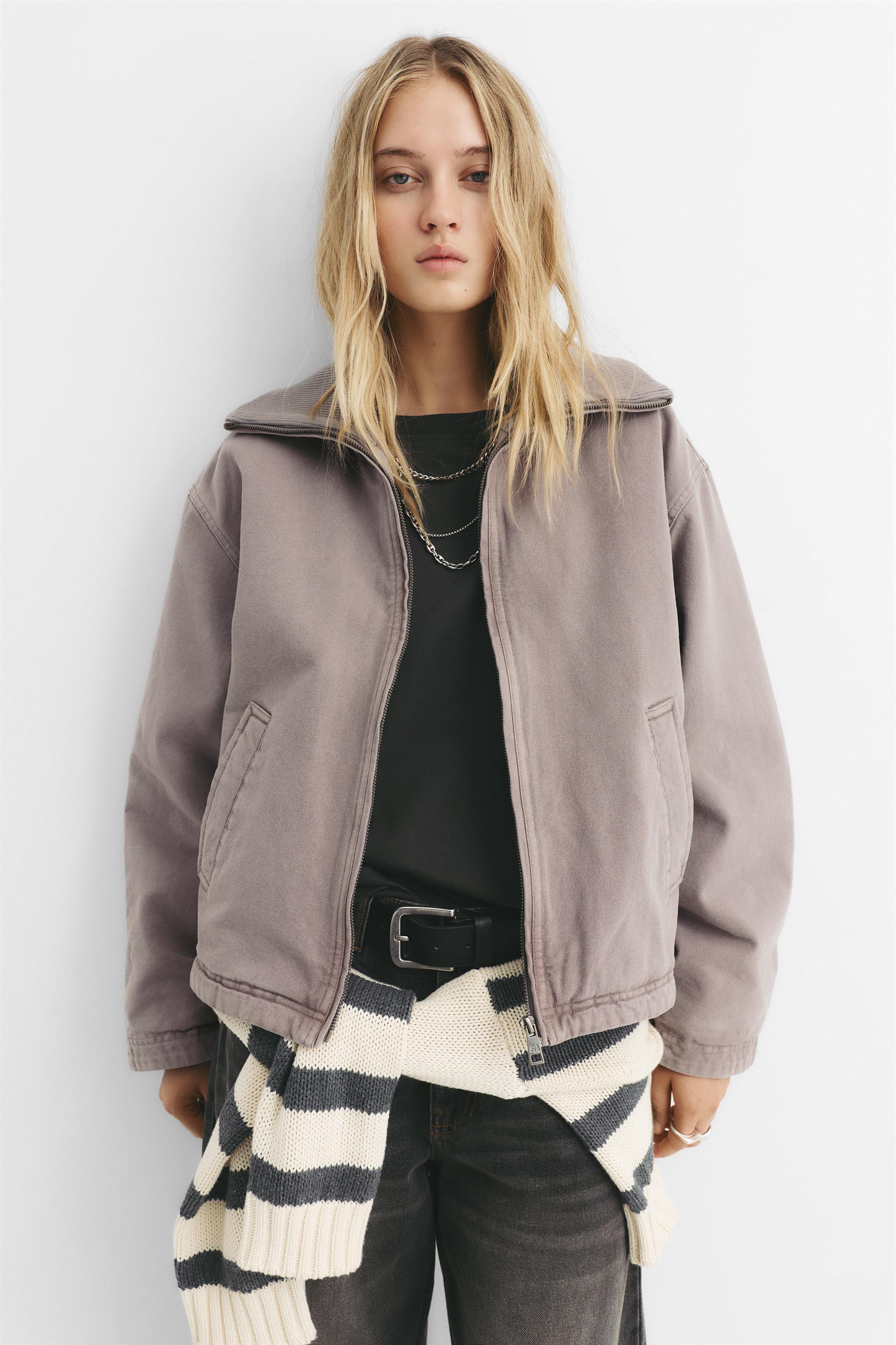 Jacke Mit Geripptem Kragen