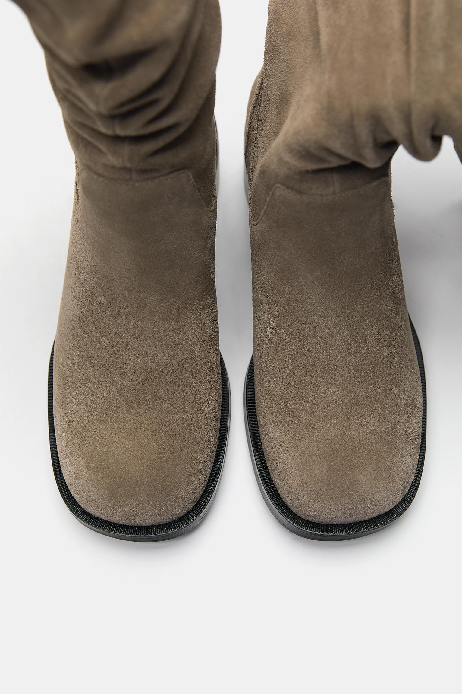 Zımbalı deri yüksek çizme - Görsel 4