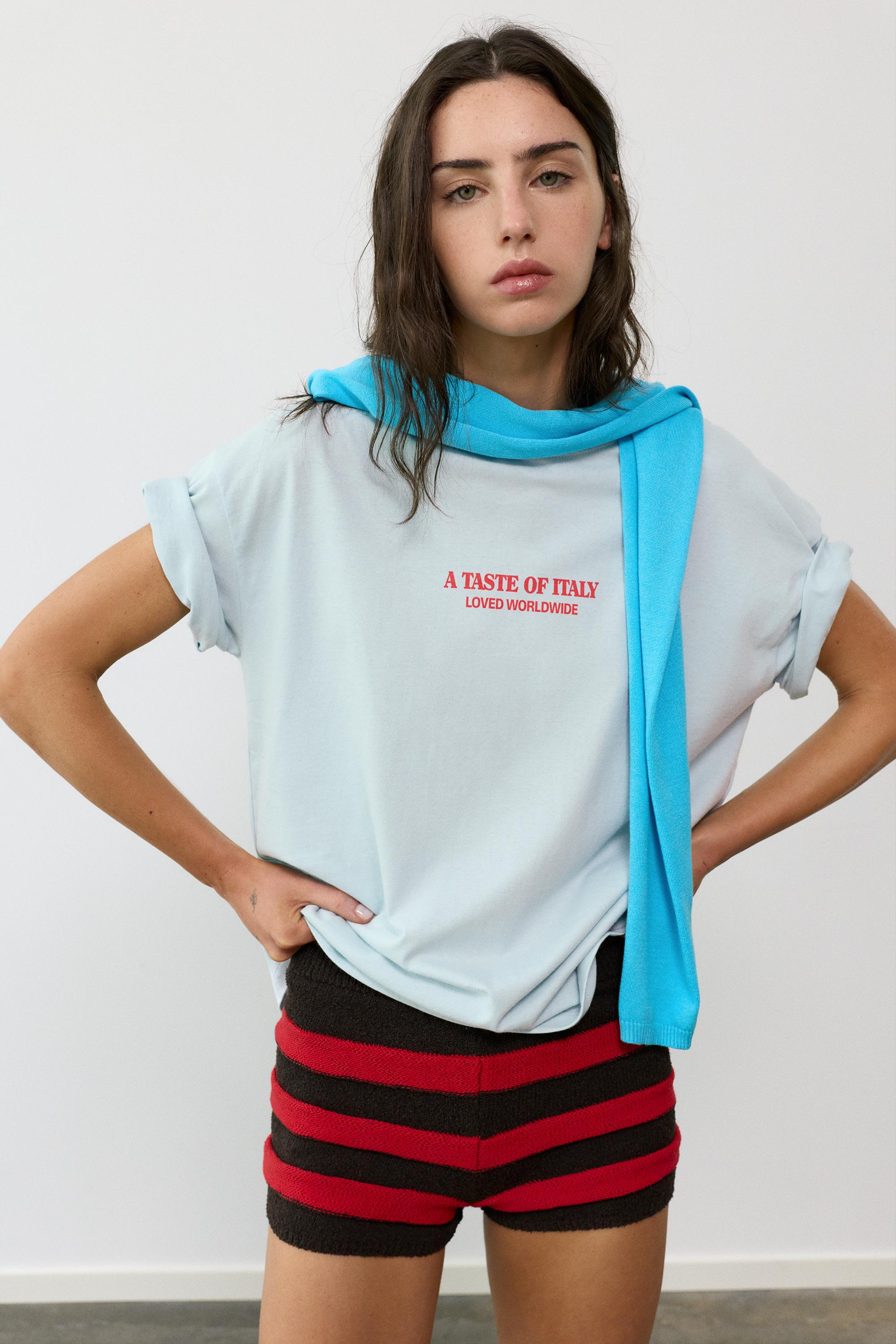 Oversize tomato graphic T-shirt — Pale turquoise