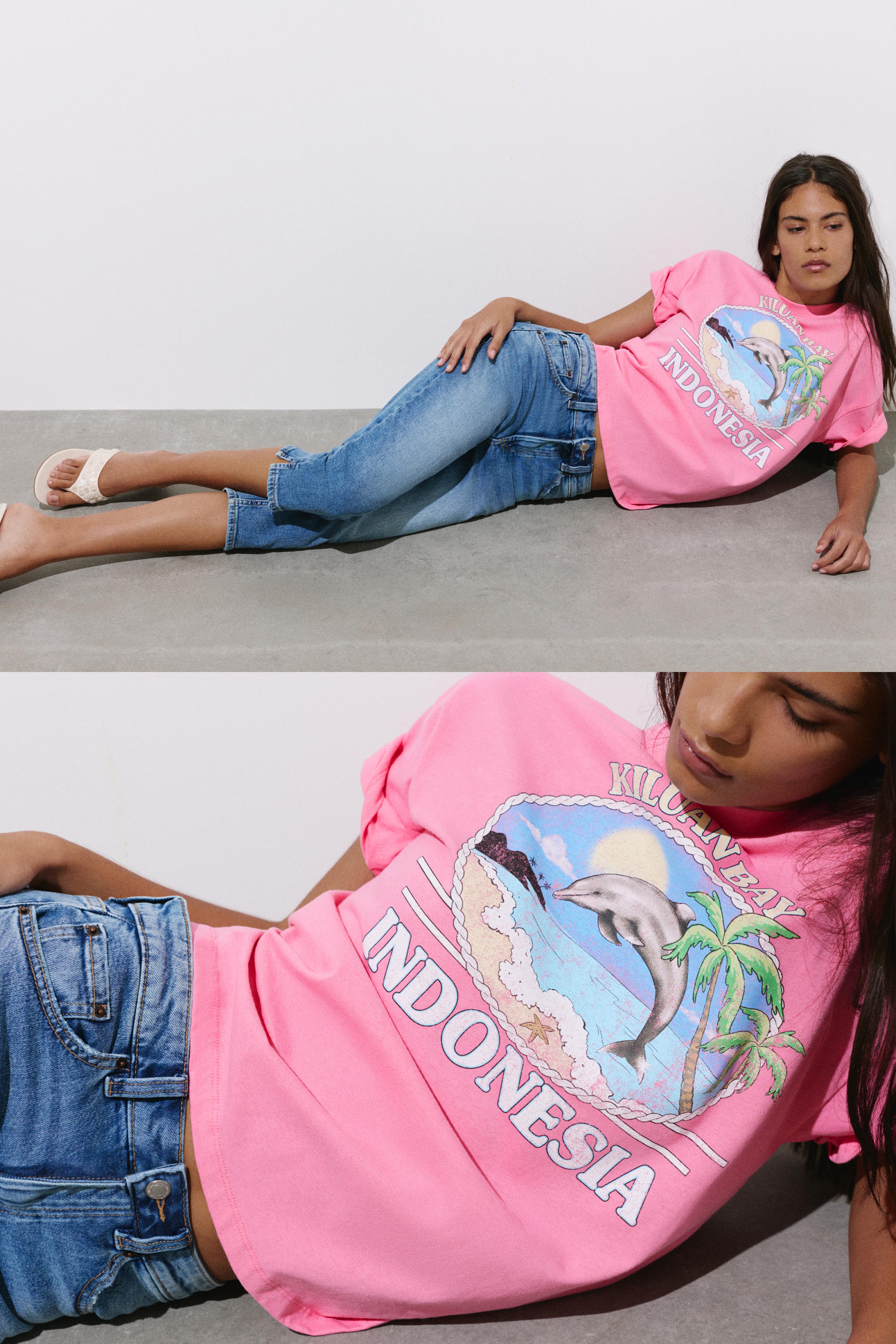 Indonesia dolphin graphic T-shirt — Pink