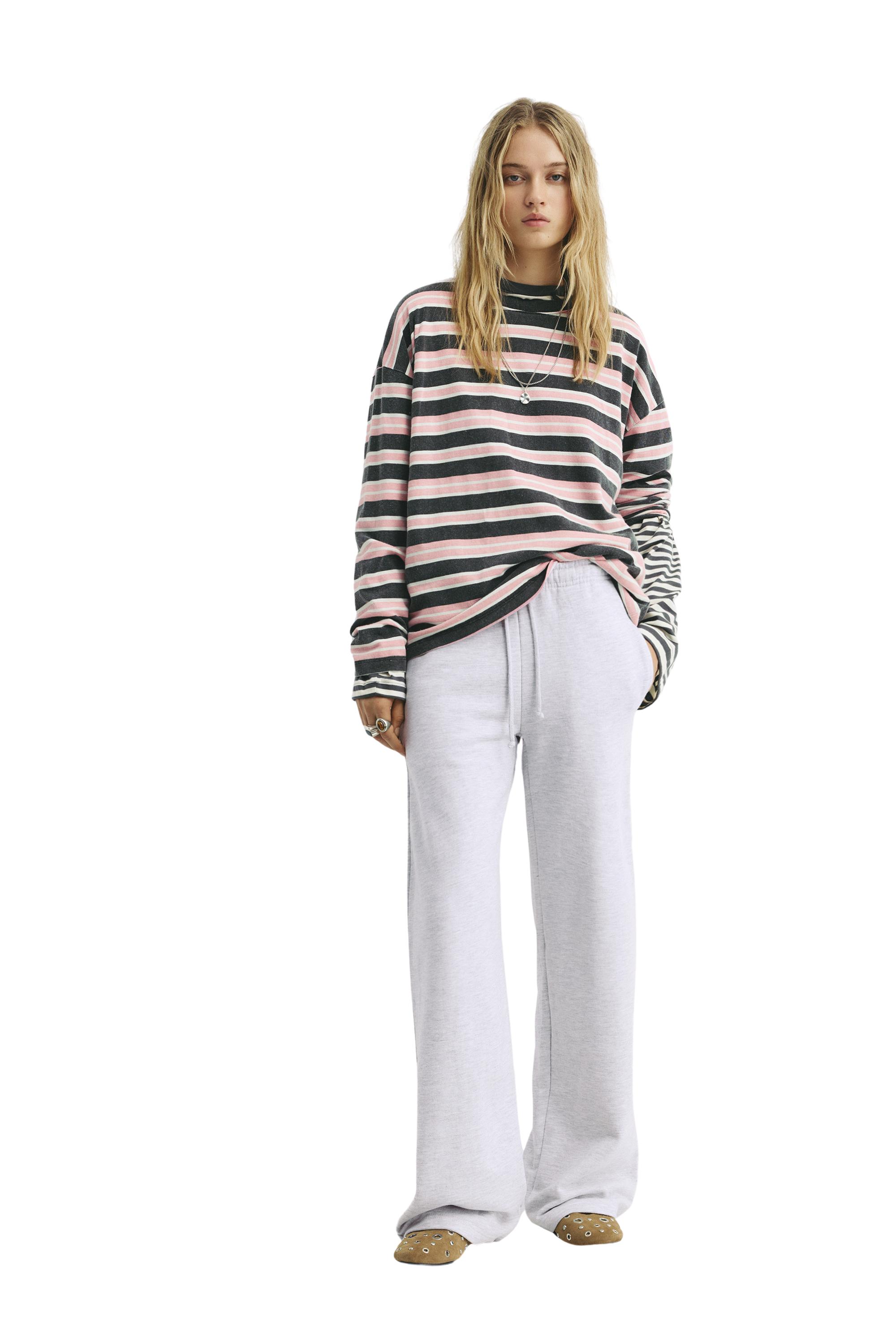 Wide-leg tracksuit bottoms — Grey marl