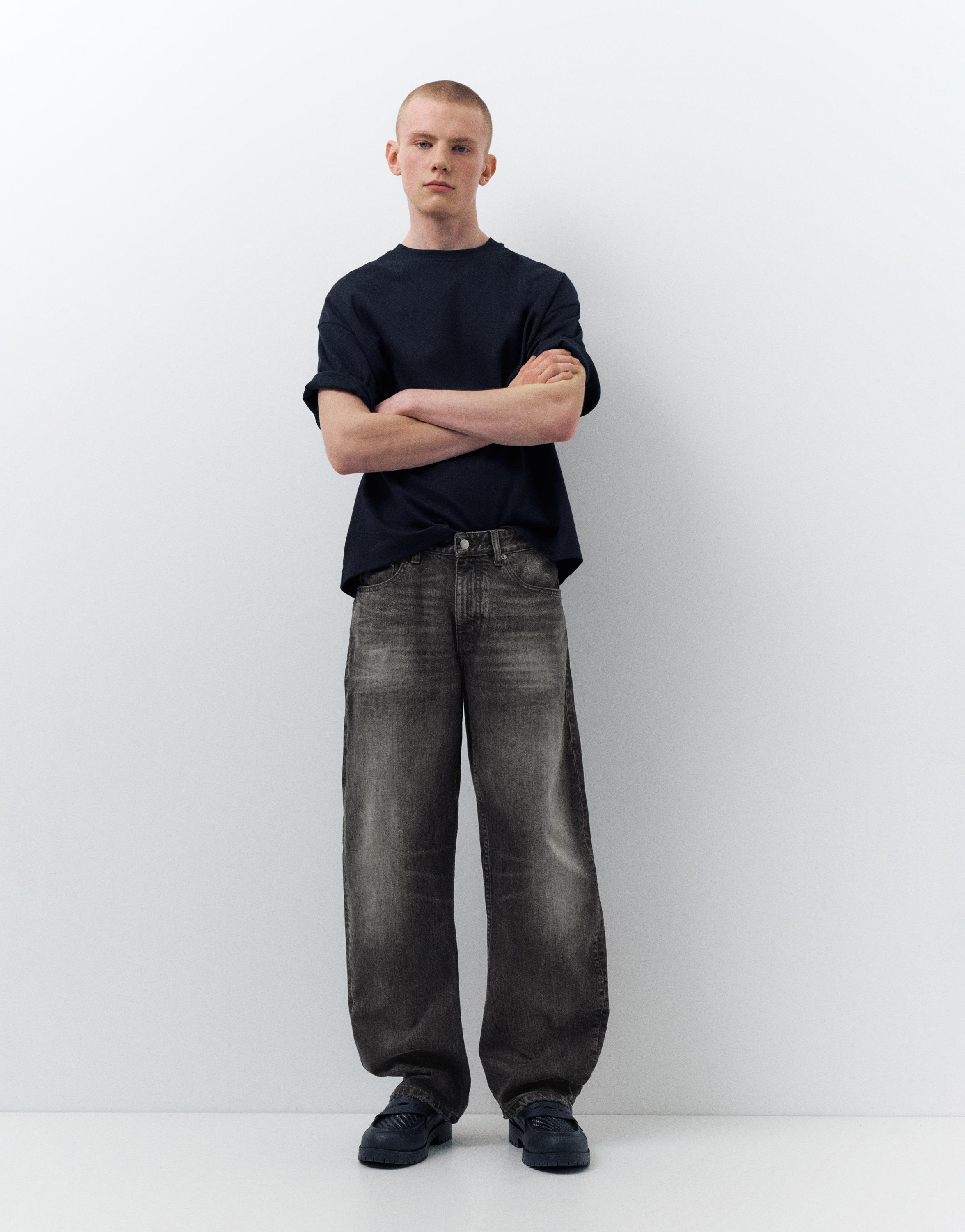 Low-rise baggy jeans — Faded black