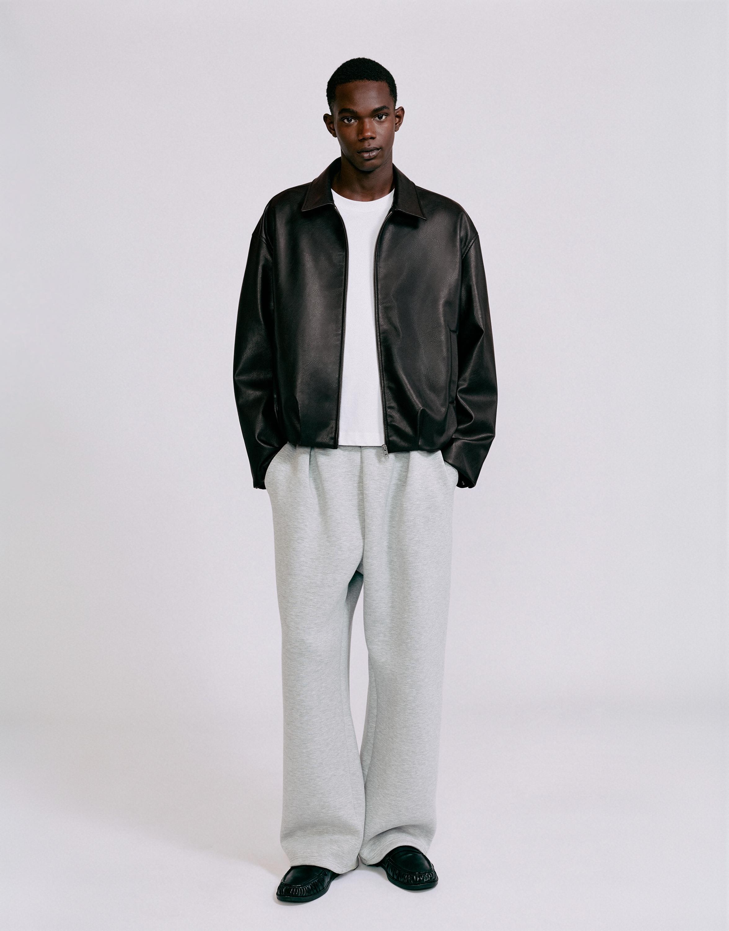Leather-effect jacket — Black
