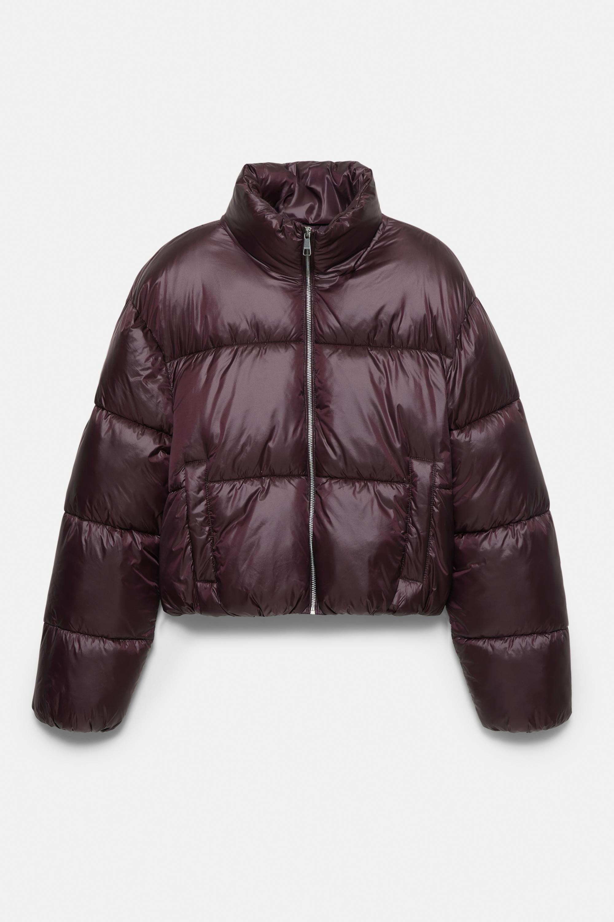 Puffer jacket with a shimmery finish — Burgundy
