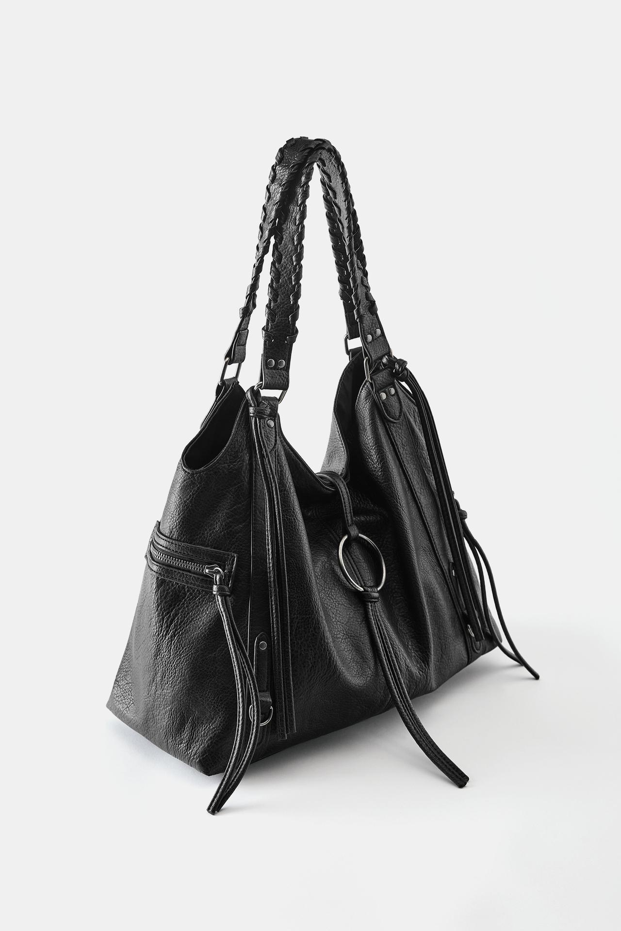 Tote bag with ring detail — Black