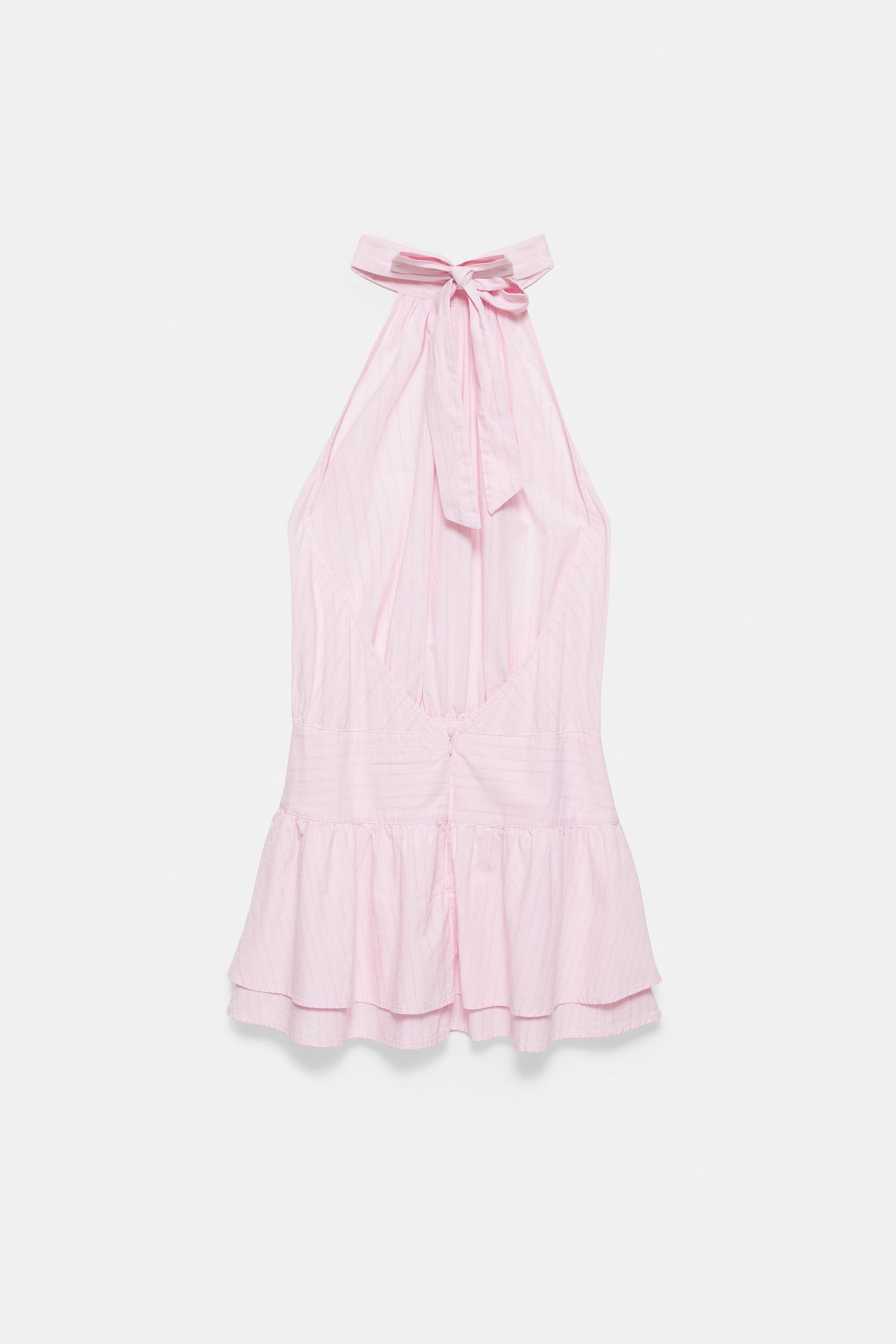 Short striped halter dress — Pink