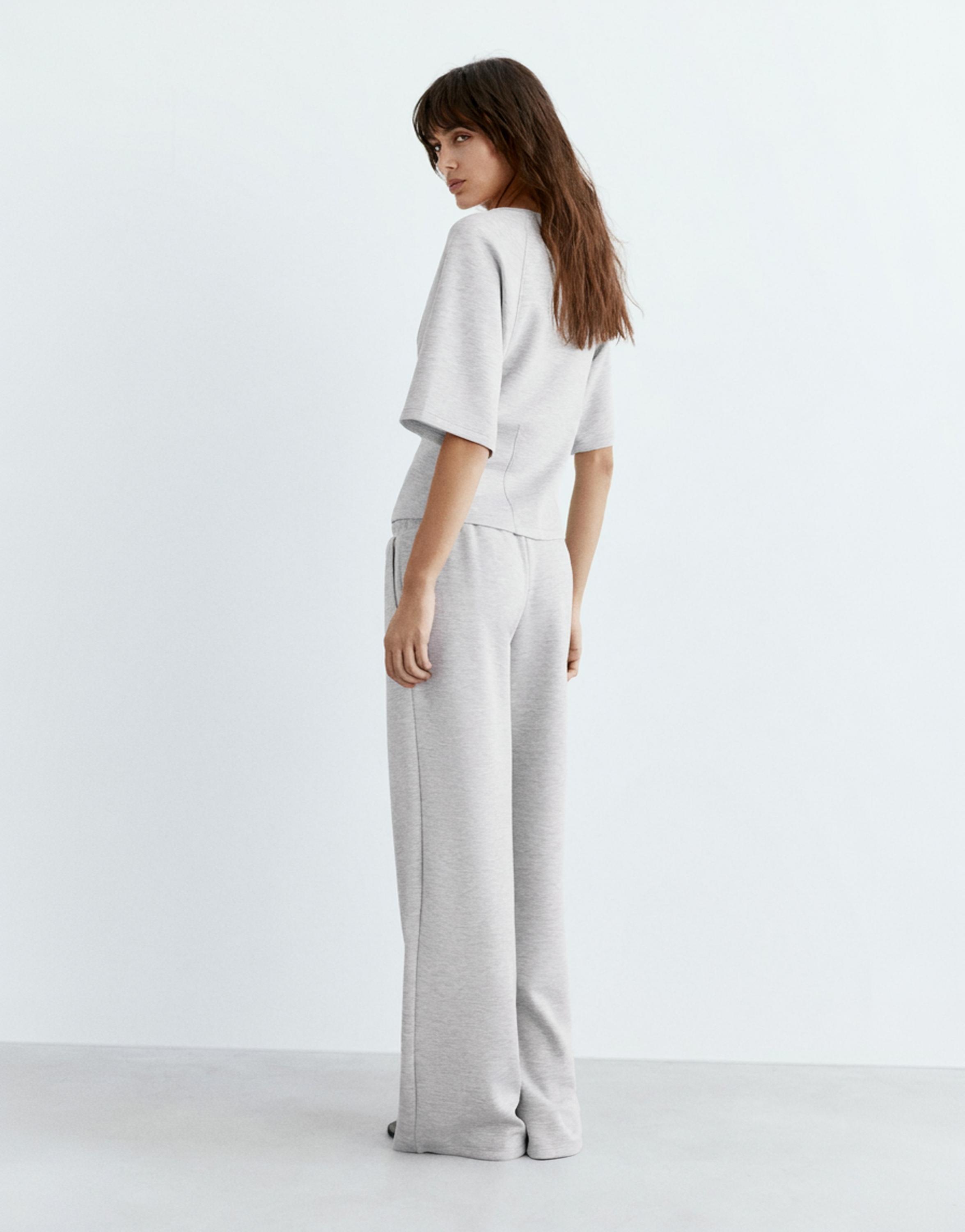 Soft touch short sleeve sweatshirt — Grey marl