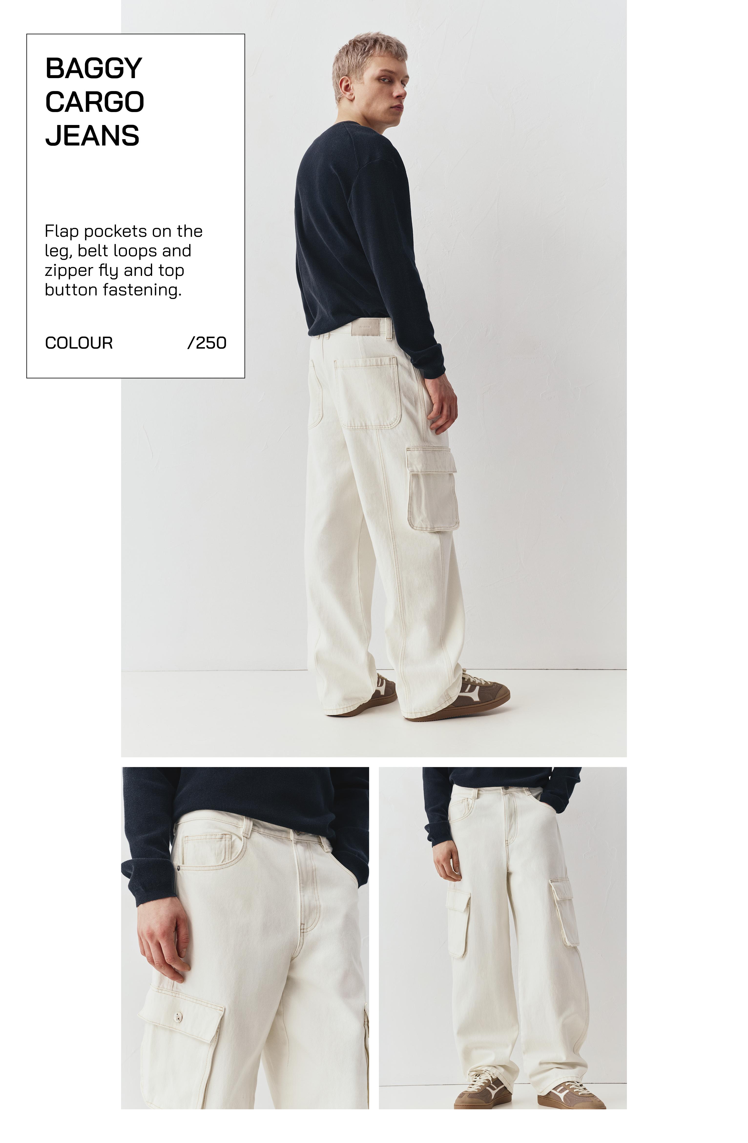 Baggy cargo jeans — White