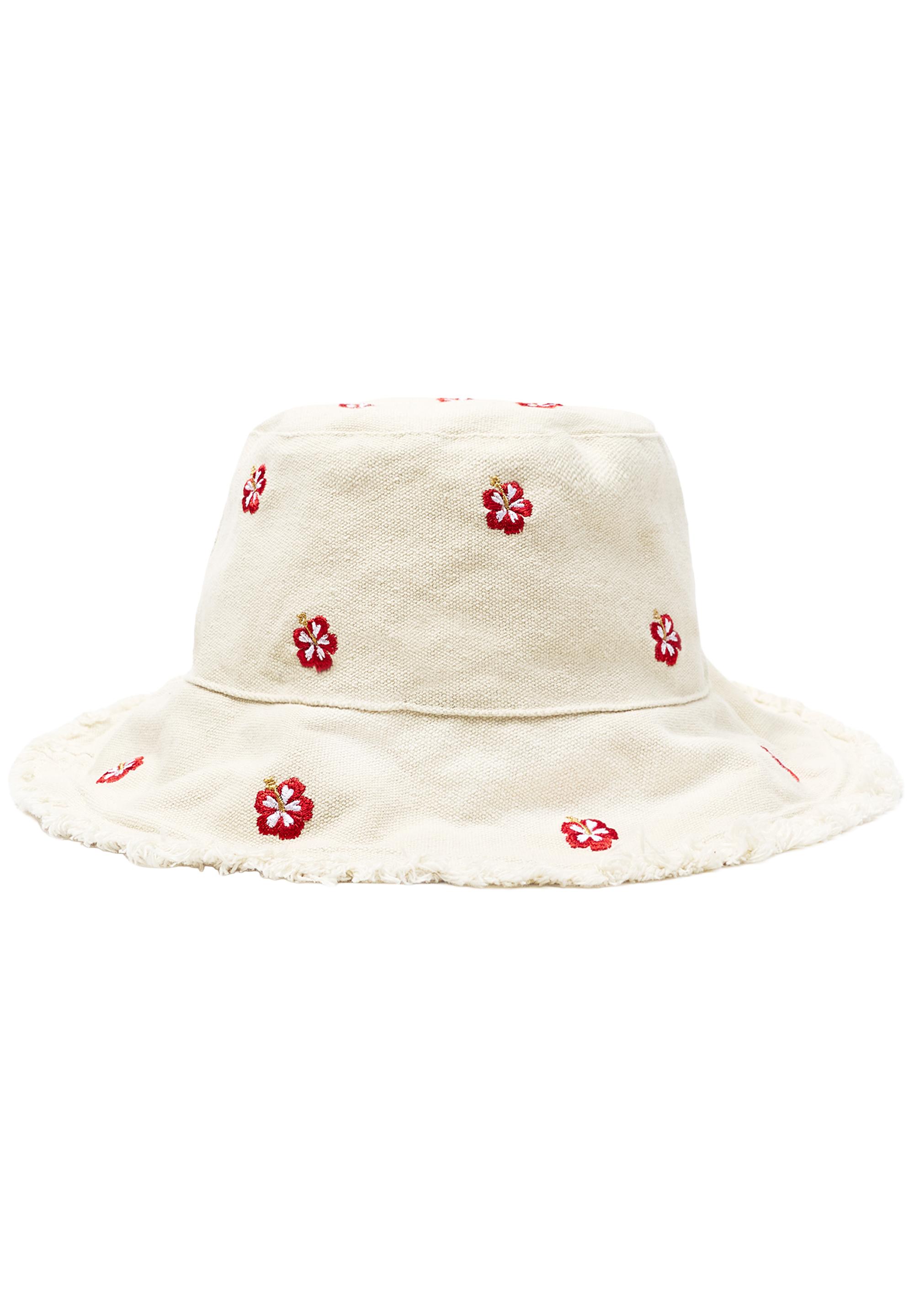 Hibiscus flower bucket hat — Ecru