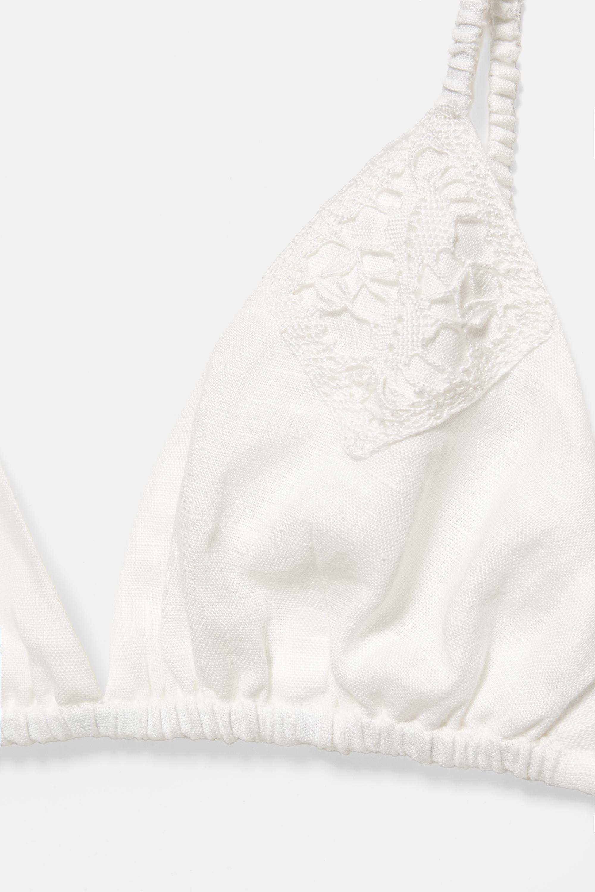 100% linen bralette top Encaixe de Camariñas x Pull&Bear — Off white