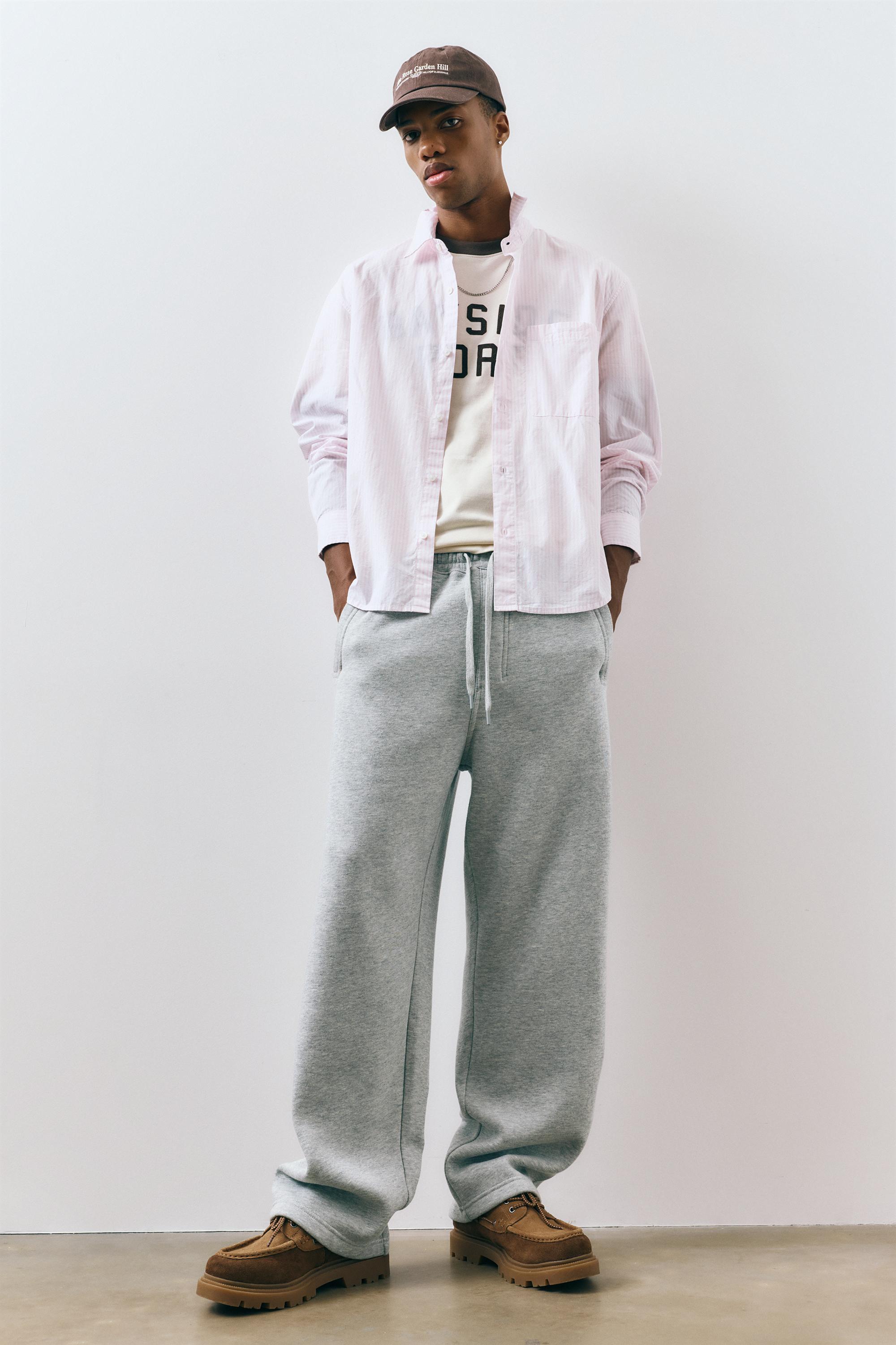 Basic baggy tracksuit bottoms — Grey marl