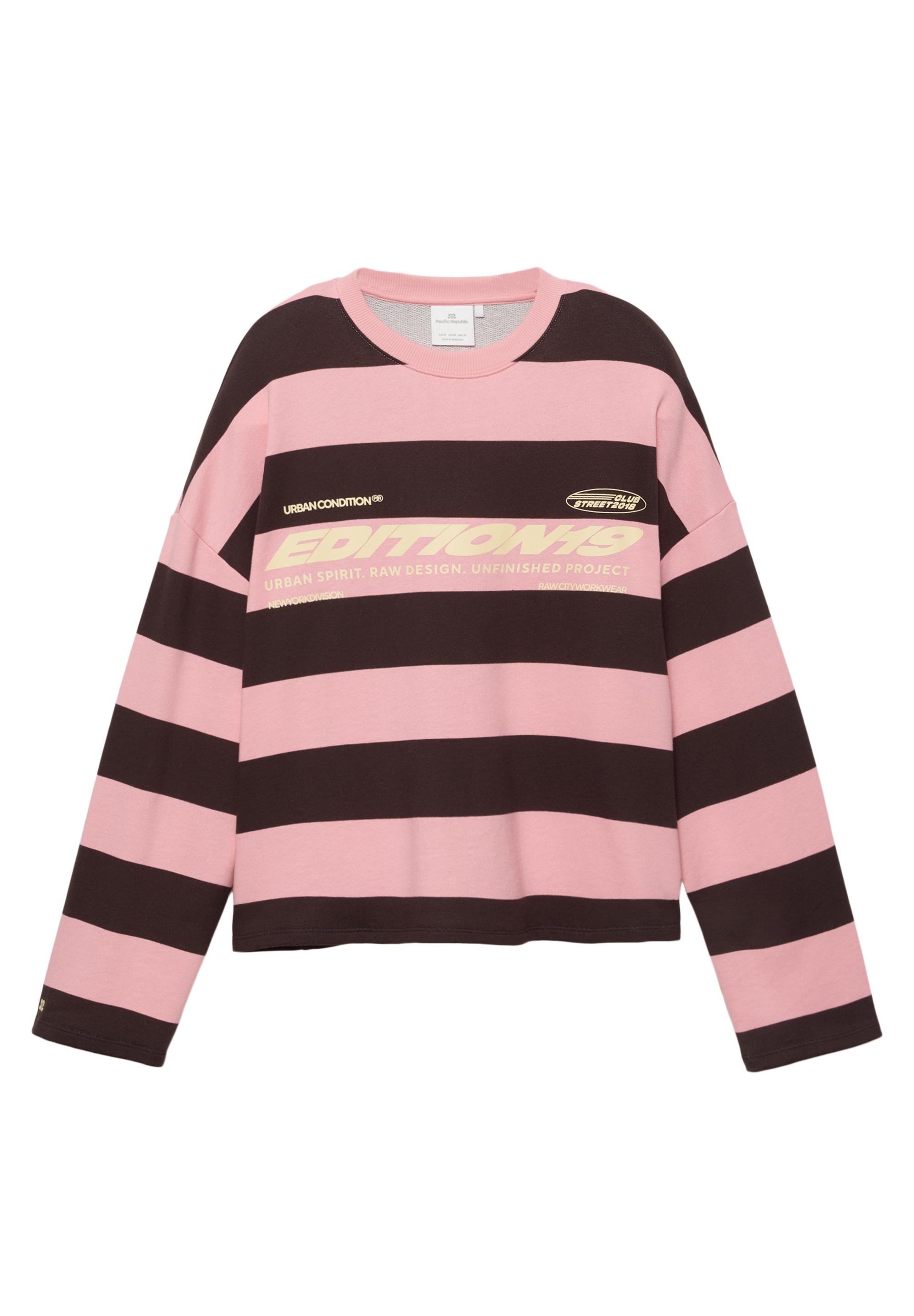 Bisiklet yaka çizgili yazılı sweatshirt - Görsel 2