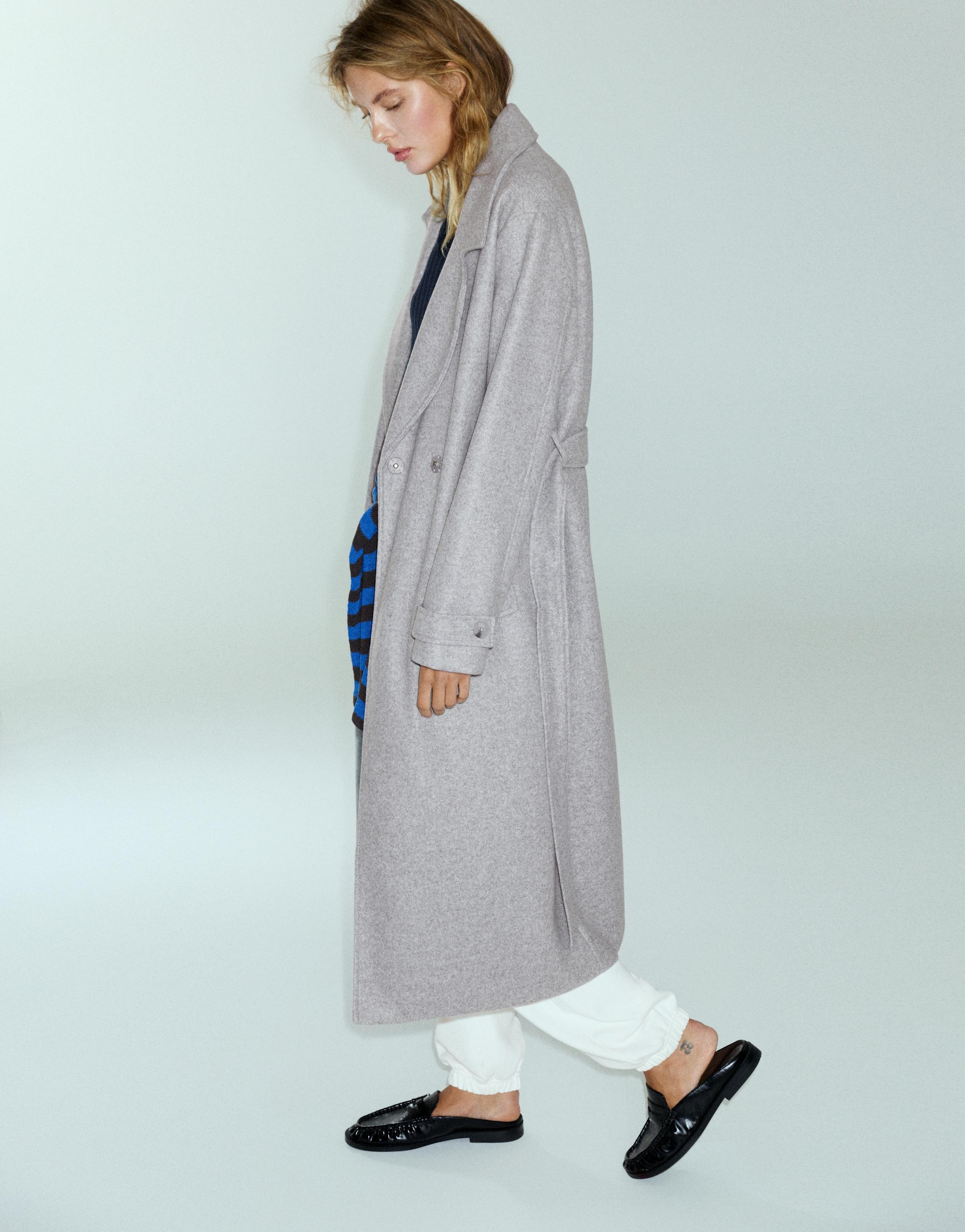 Long belted coat — Medium grey